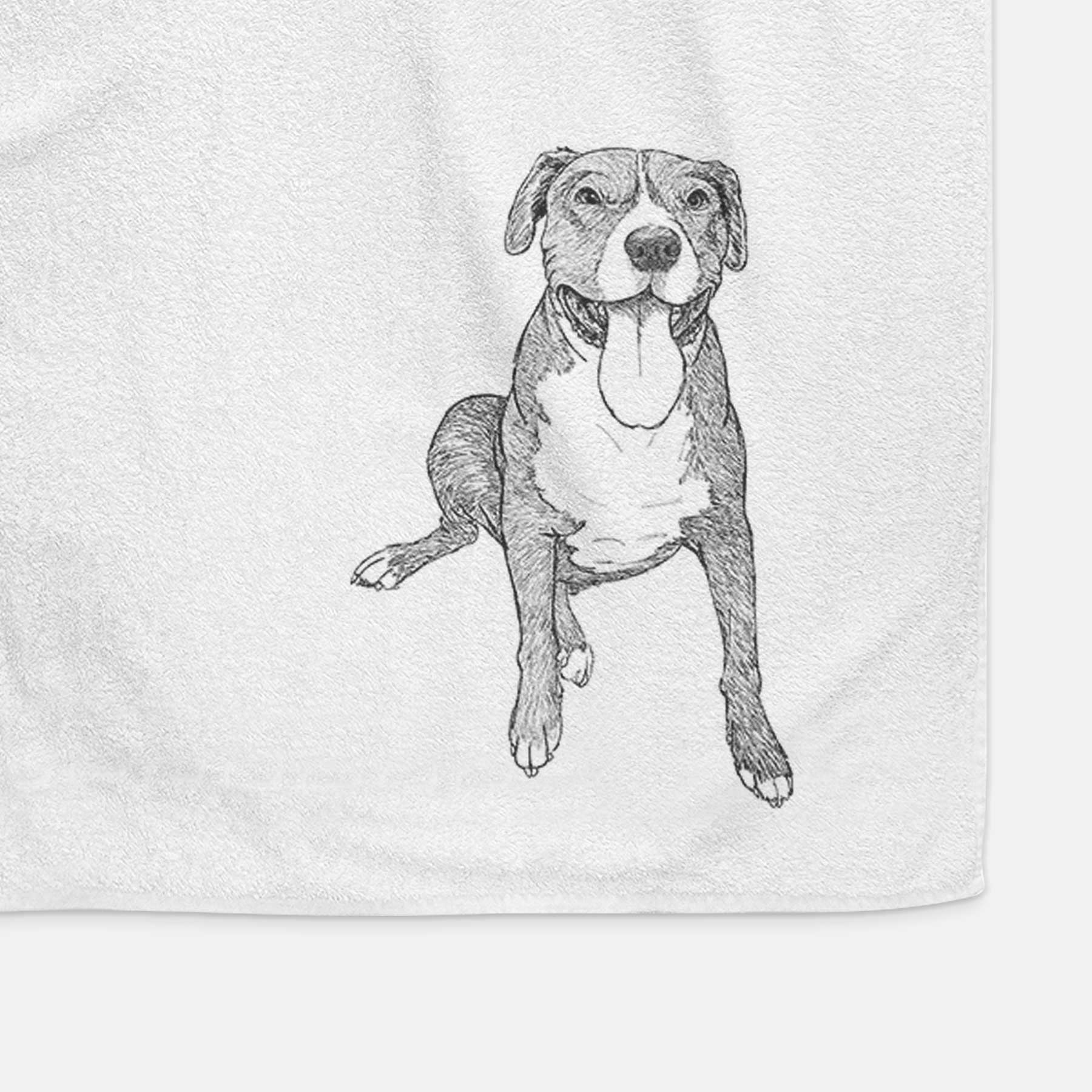 Doodled Zorro the Pitbull Mix Decorative Hand Towel