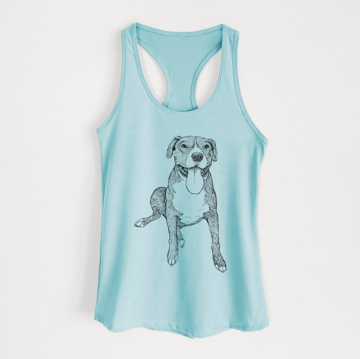 Doodled Zorro the Pitbull Mix - Women&#39;s Racerback Tanktop