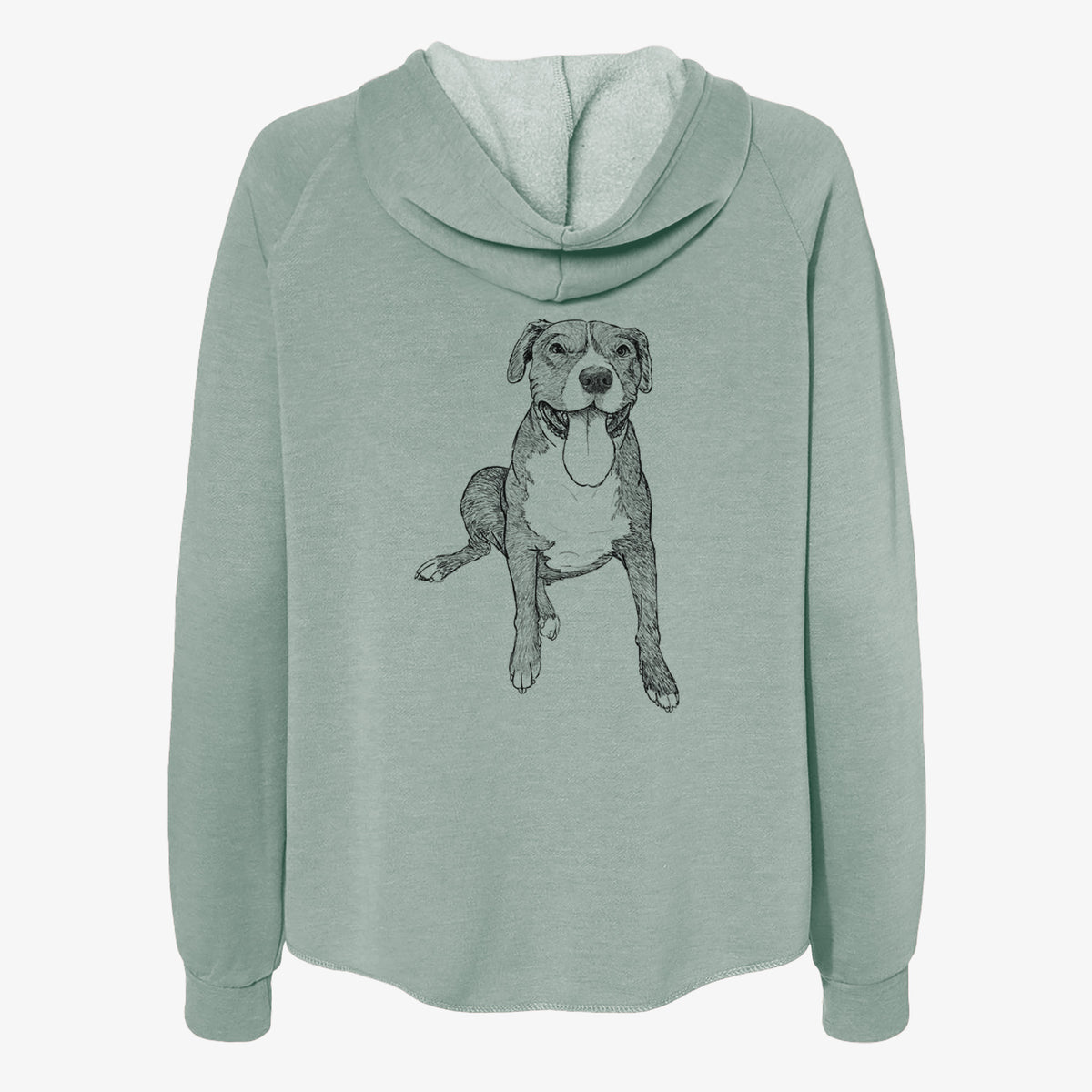 Doodled Zorro the Pitbull Mix - Women's Cali Wave Zip-Up Sweatshirt