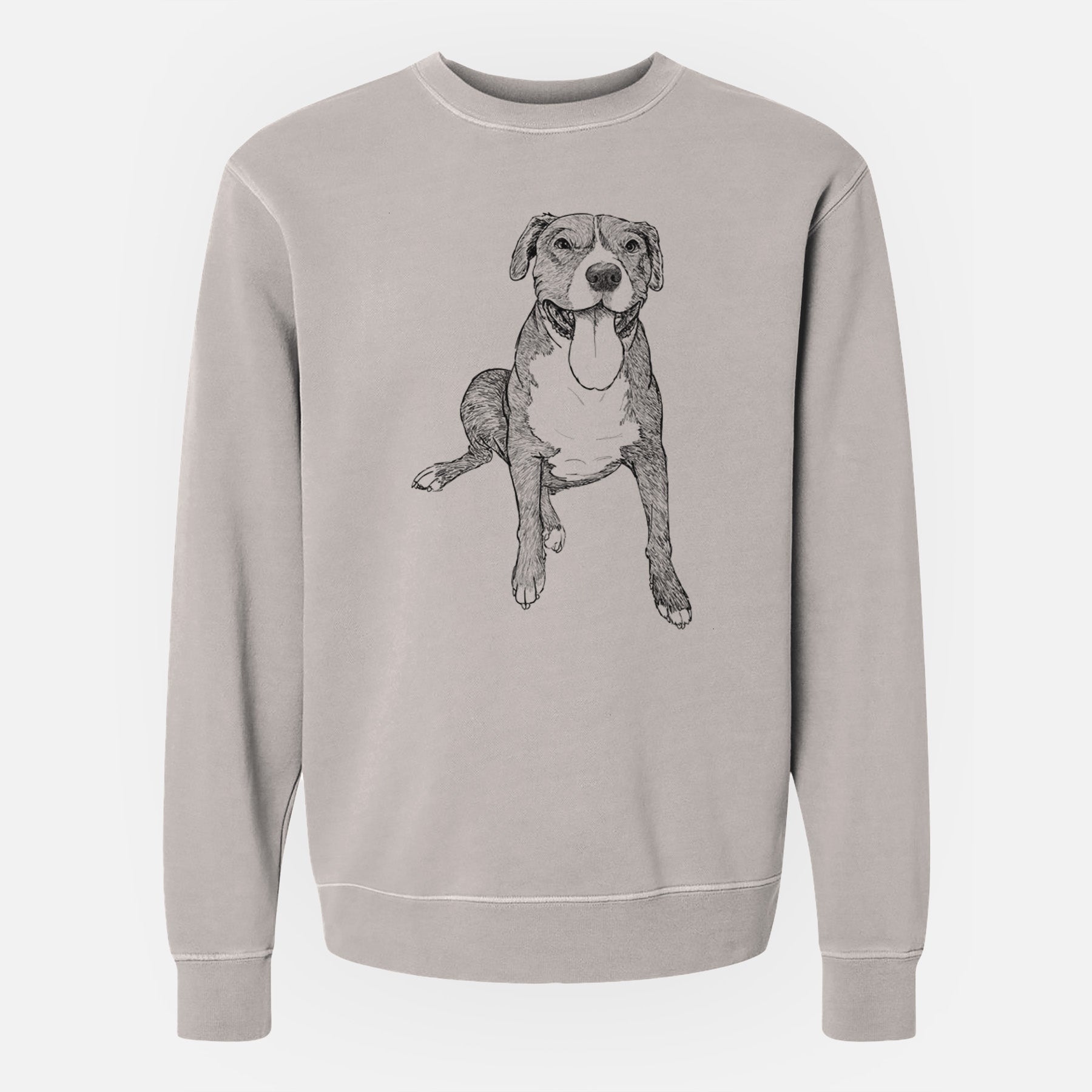 Doodled Zorro the Pitbull Mix - Unisex Pigment Dyed Crew Sweatshirt