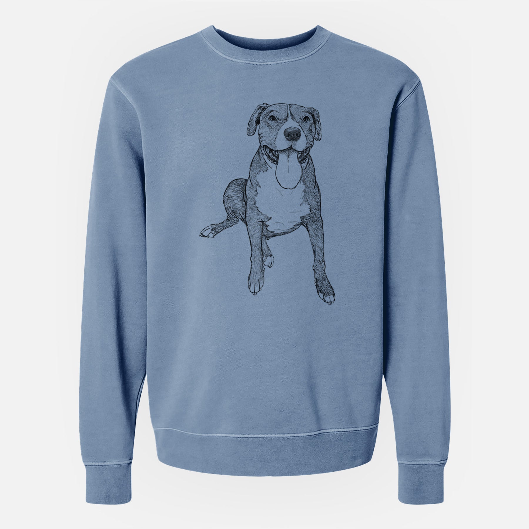 Doodled Zorro the Pitbull Mix - Unisex Pigment Dyed Crew Sweatshirt