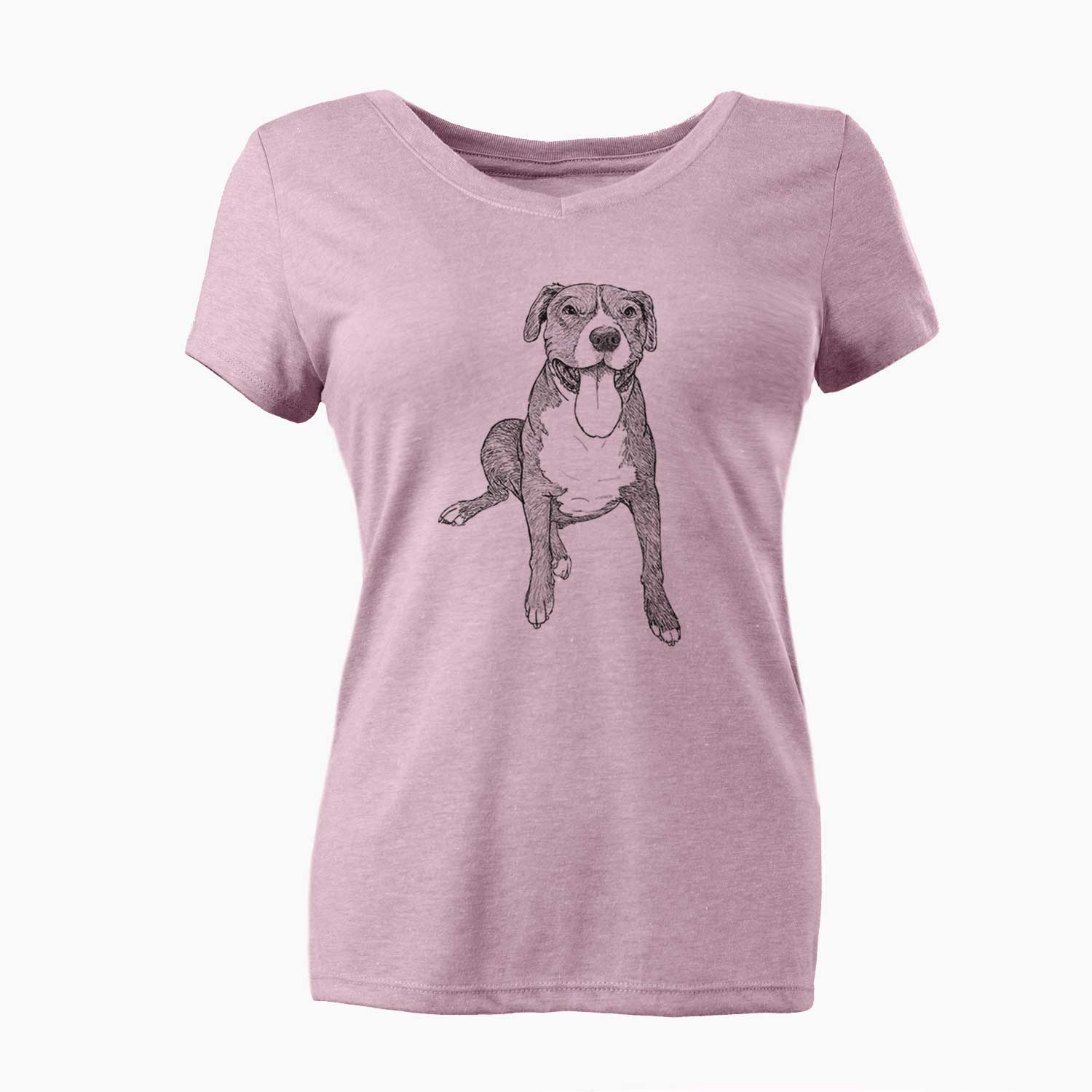 Doodled Zorro the Pitbull Mix - Women's V-neck Shirt