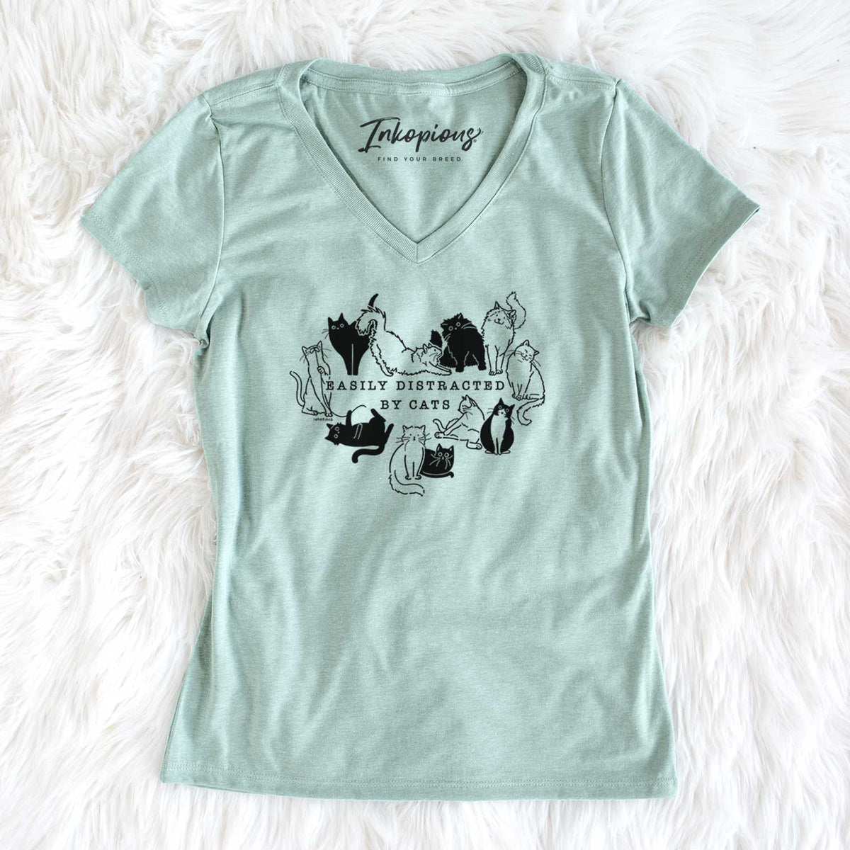 Easily Distracted by Cats - Women's V-neck Shirt