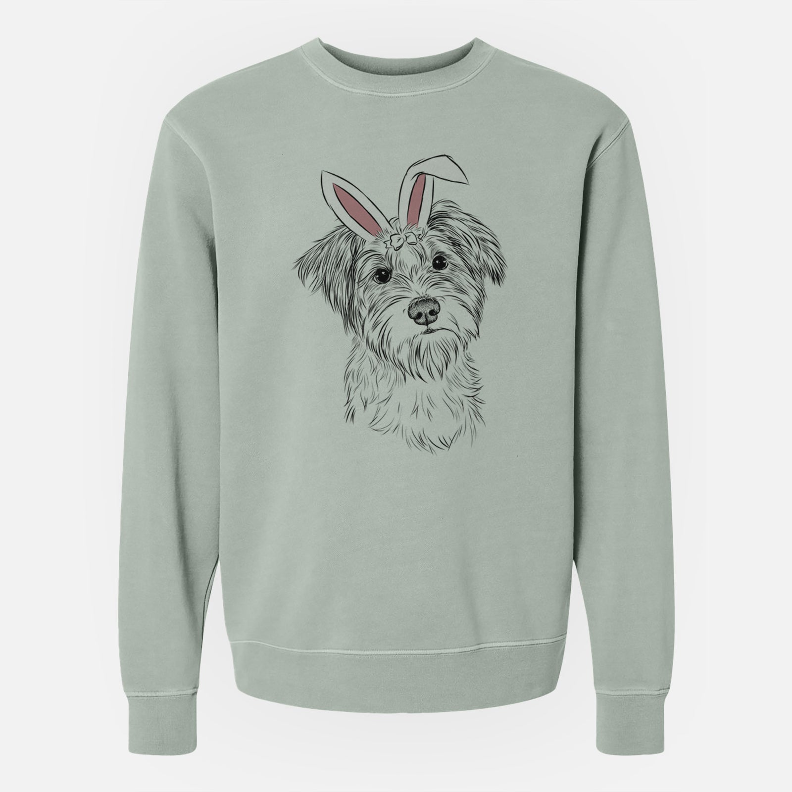 Easter Birdee the Schnauzer Mix - Unisex Pigment Dyed Crew Sweatshirt