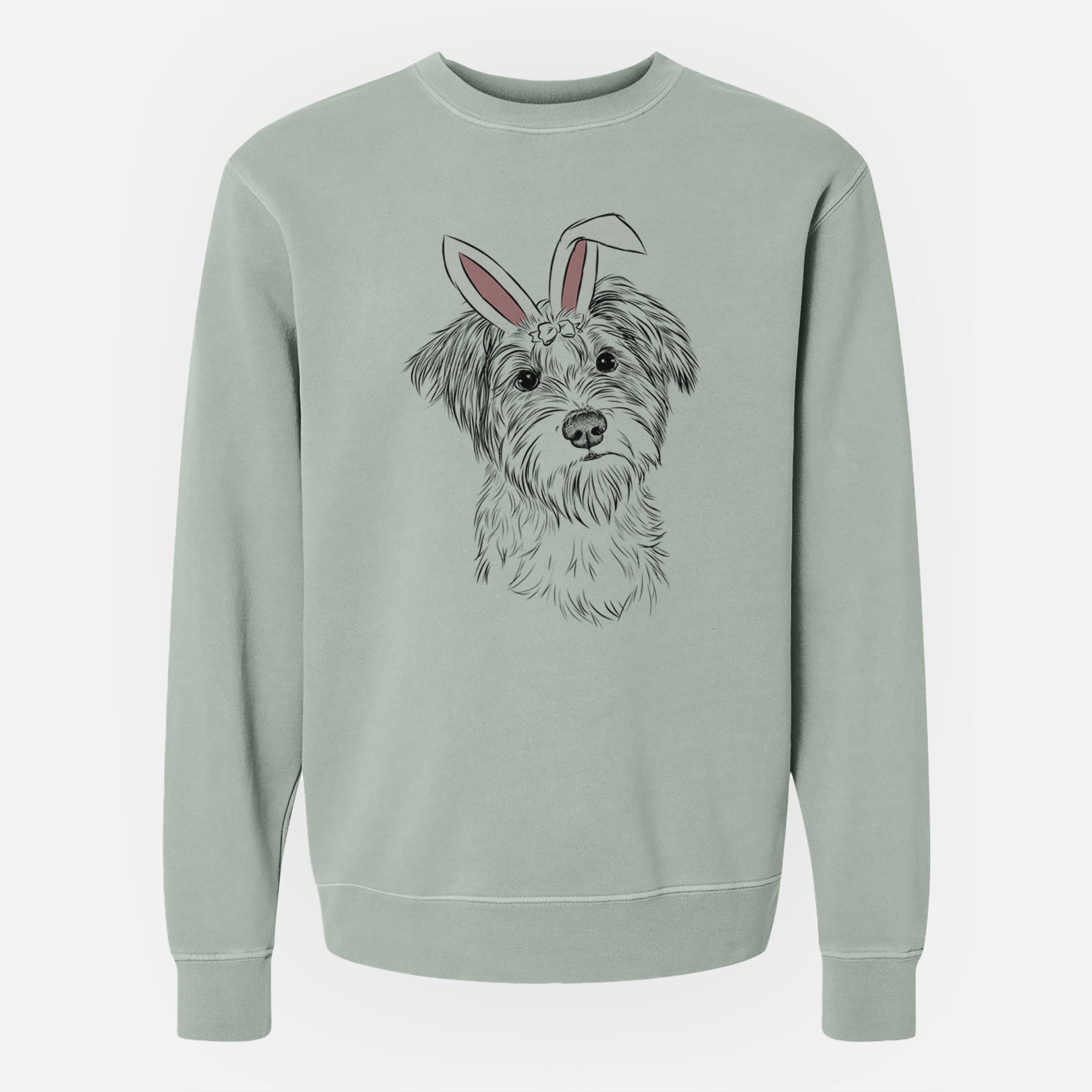 Easter Birdee the Schnauzer Mix - Unisex Pigment Dyed Crew Sweatshirt