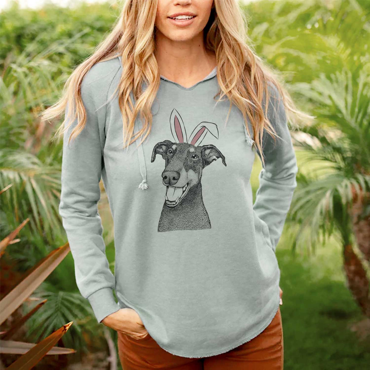 Easter Bunnie the Doberman Pinscher - Cali Wave Hooded Sweatshirt