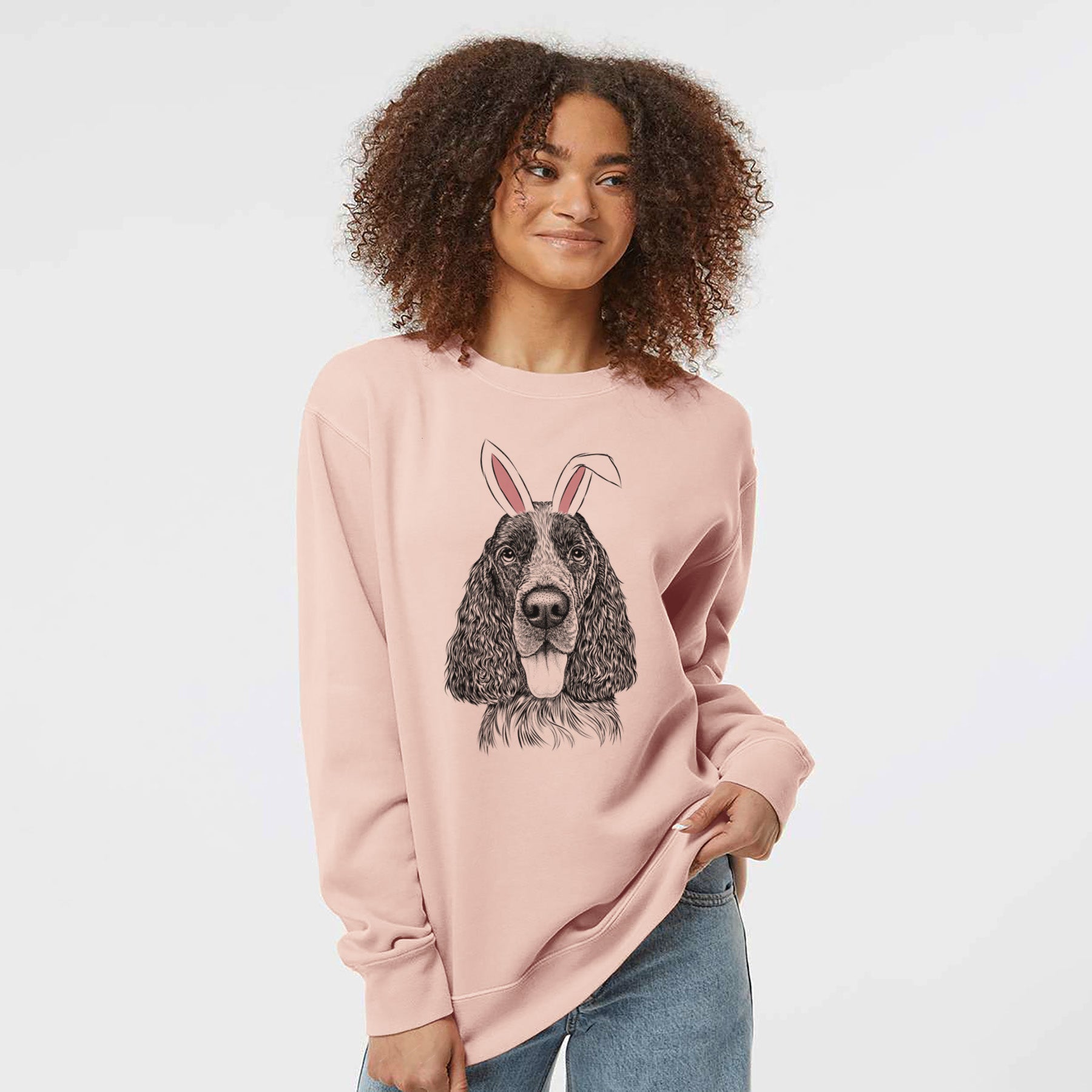 Easter Duke the English Springer Spaniel - Unisex Pigment Dyed Crew Sweatshirt