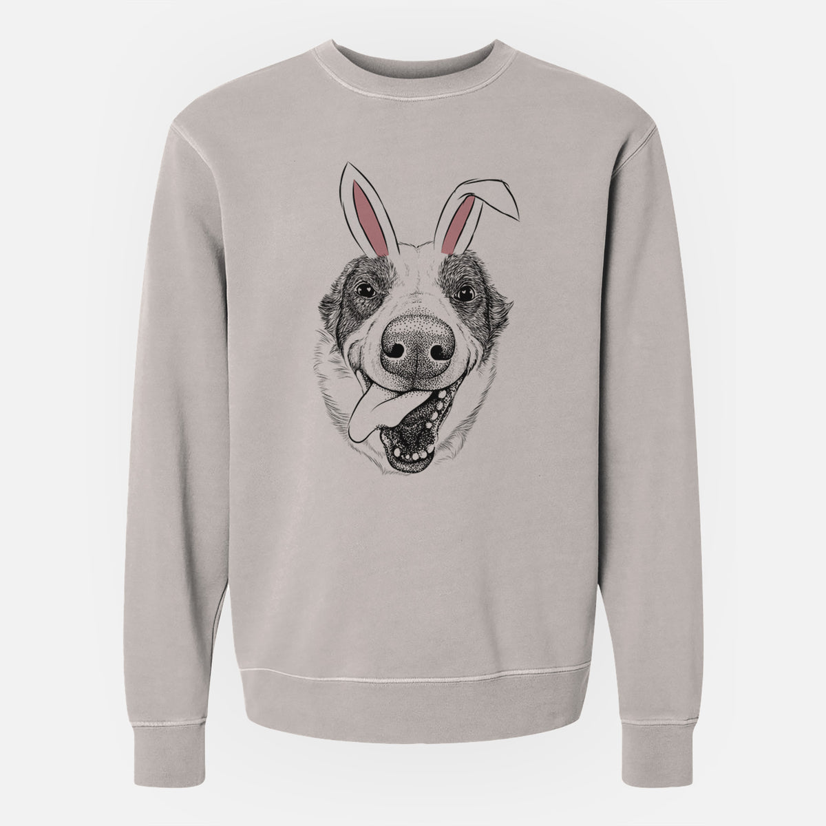 Easter Elwood the Border Collie - Unisex Pigment Dyed Crew Sweatshirt