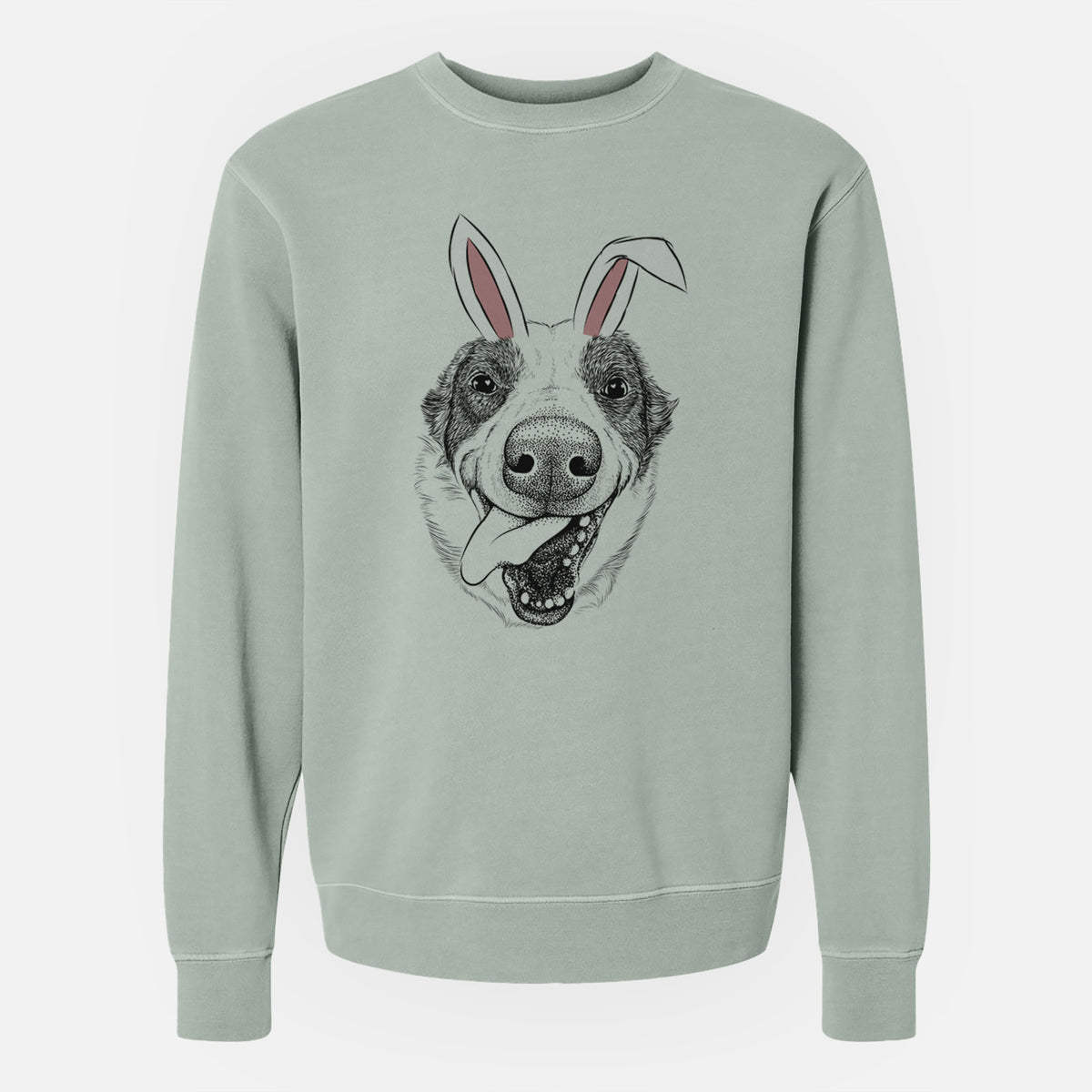 Easter Elwood the Border Collie - Unisex Pigment Dyed Crew Sweatshirt