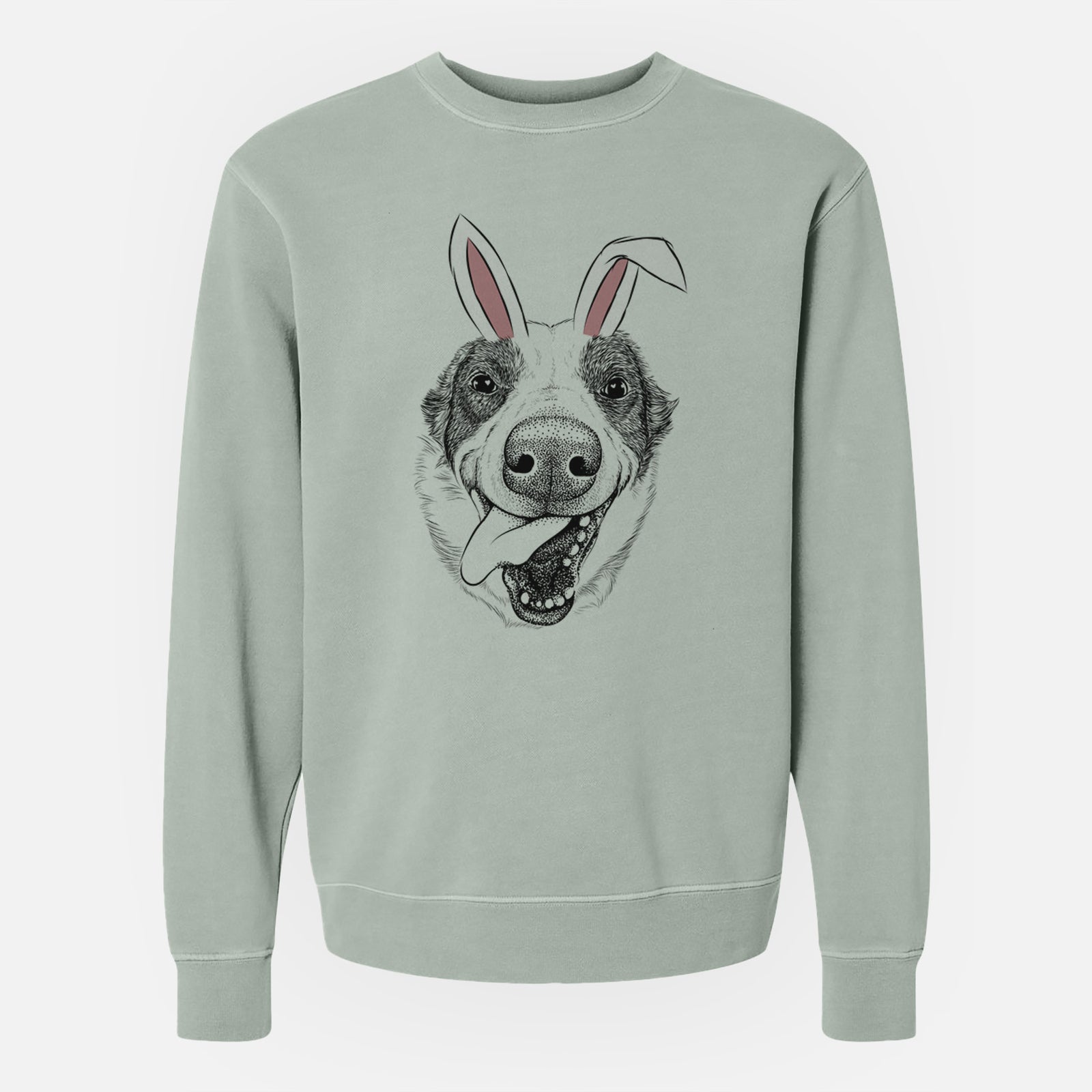 Easter Elwood the Border Collie - Unisex Pigment Dyed Crew Sweatshirt