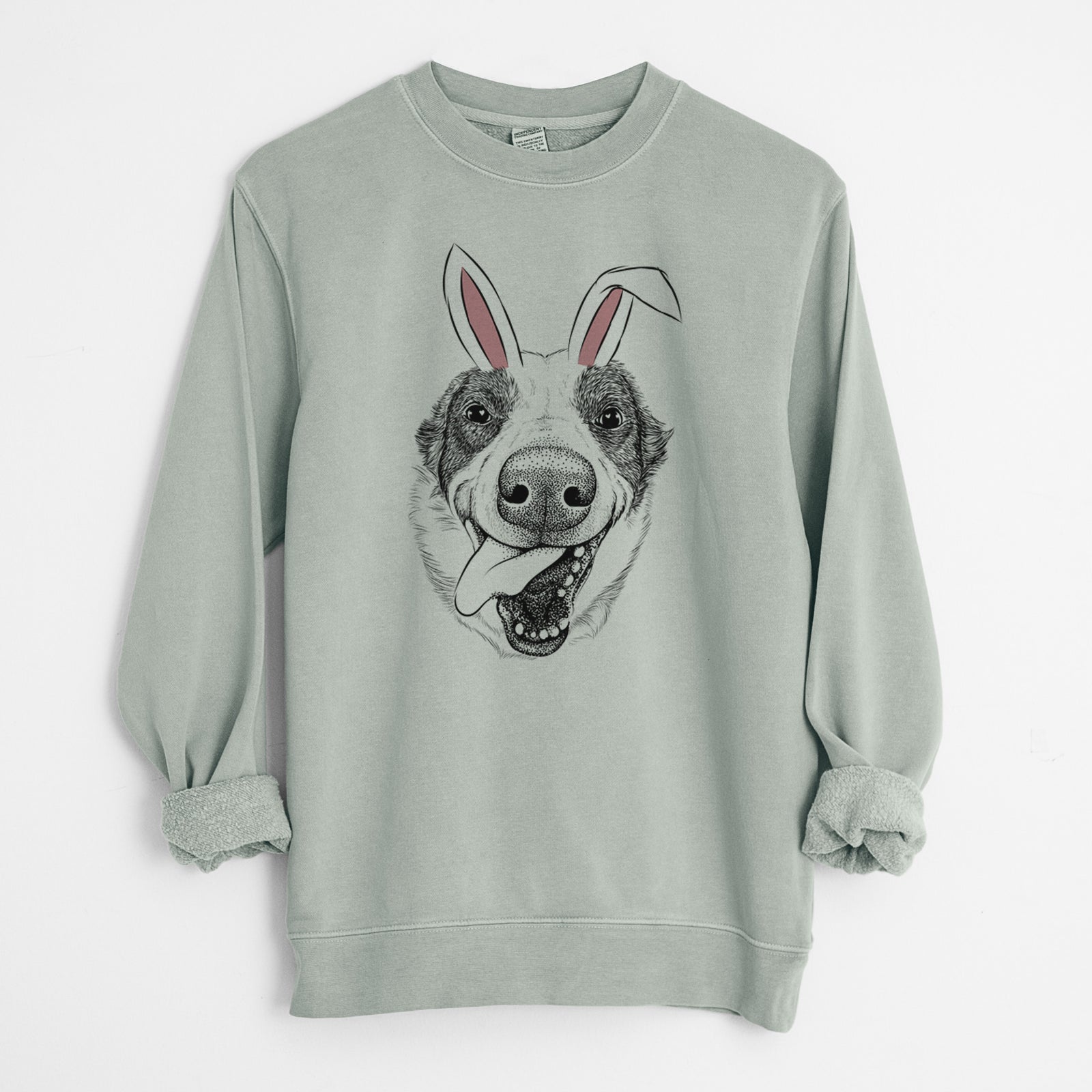Easter Elwood the Border Collie - Unisex Pigment Dyed Crew Sweatshirt