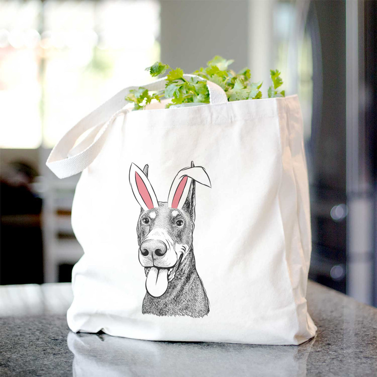 Happy Sunny the Doberman Pinscher - Tote Bag