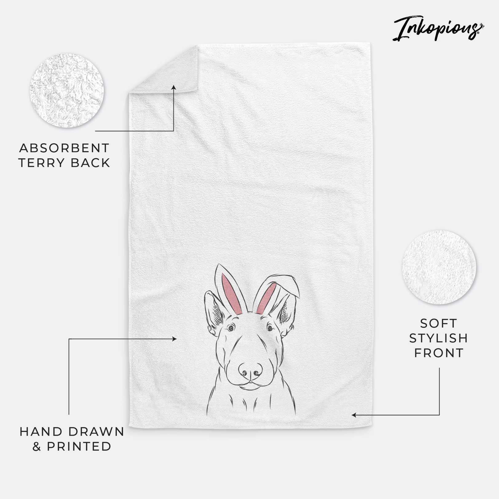 Jett the Bull Terrier Decorative Hand Towel