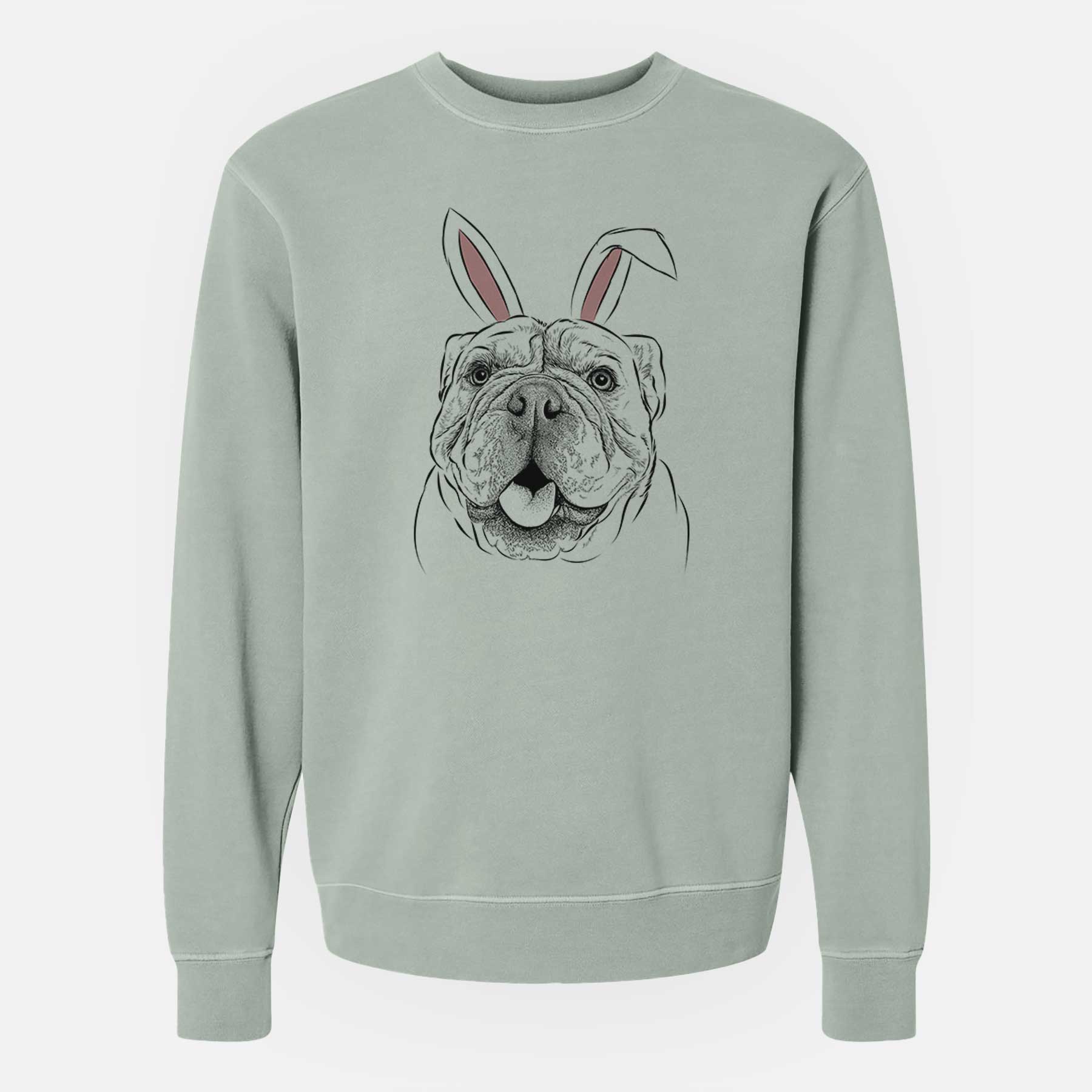 Easter Louie the English Bulldog - Unisex Pigment Dyed Crew Sweatshirt