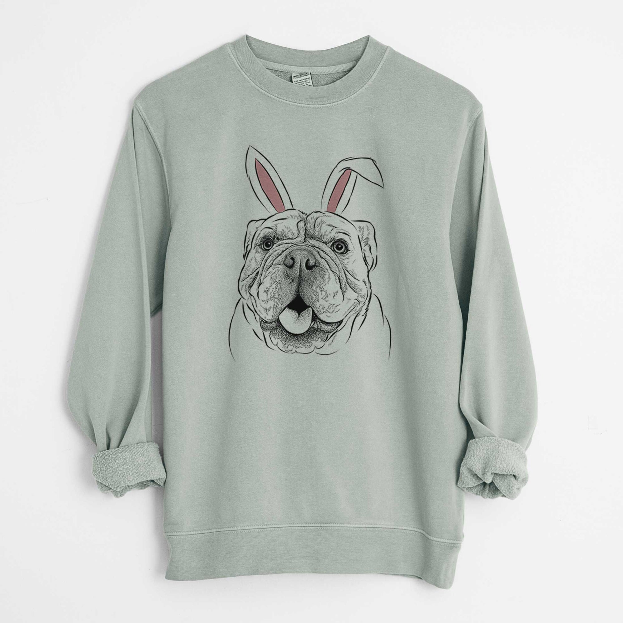 Easter Louie the English Bulldog - Unisex Pigment Dyed Crew Sweatshirt