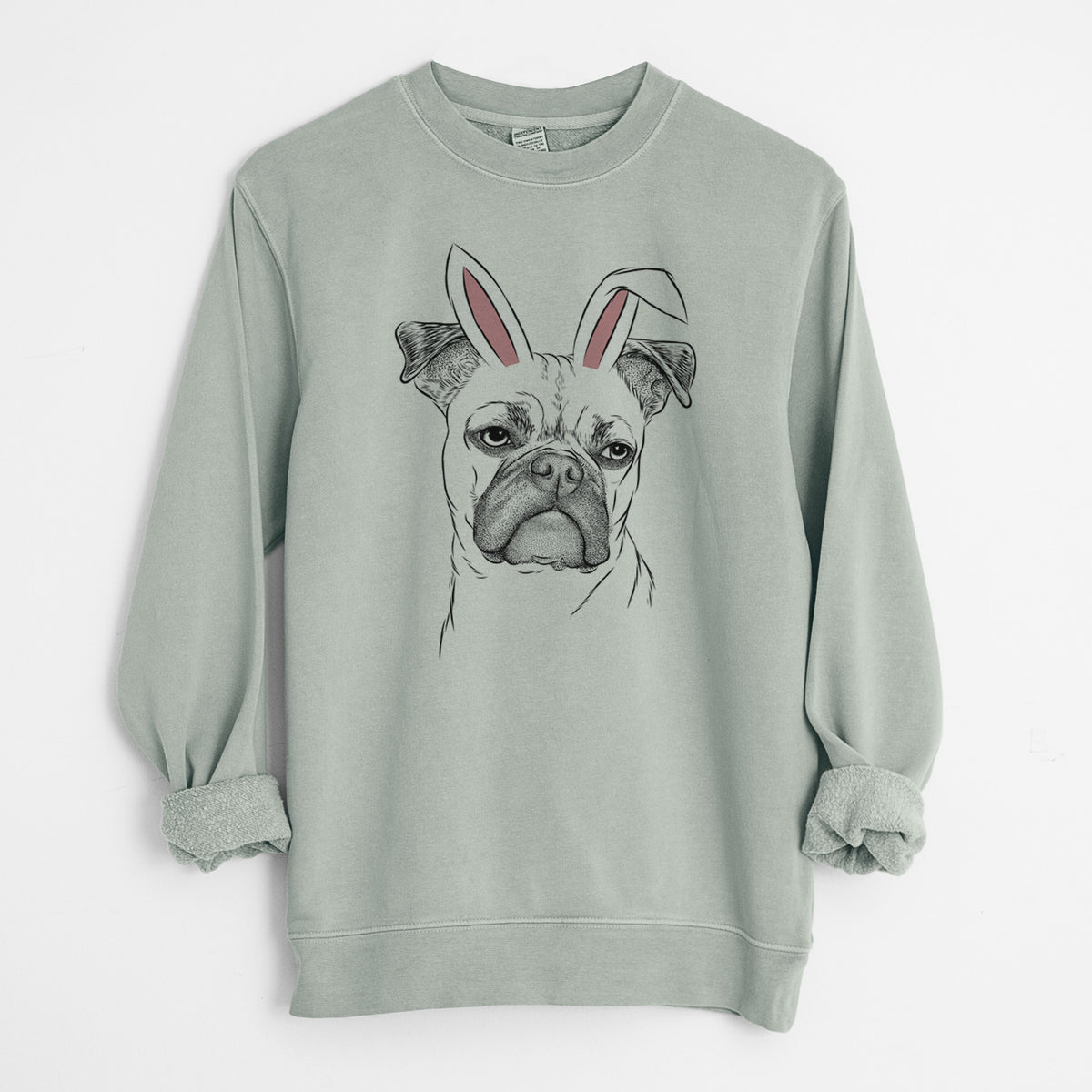 Easter Mack the Bugg (Boston Terrier/Pug) - Unisex Pigment Dyed Crew Sweatshirt