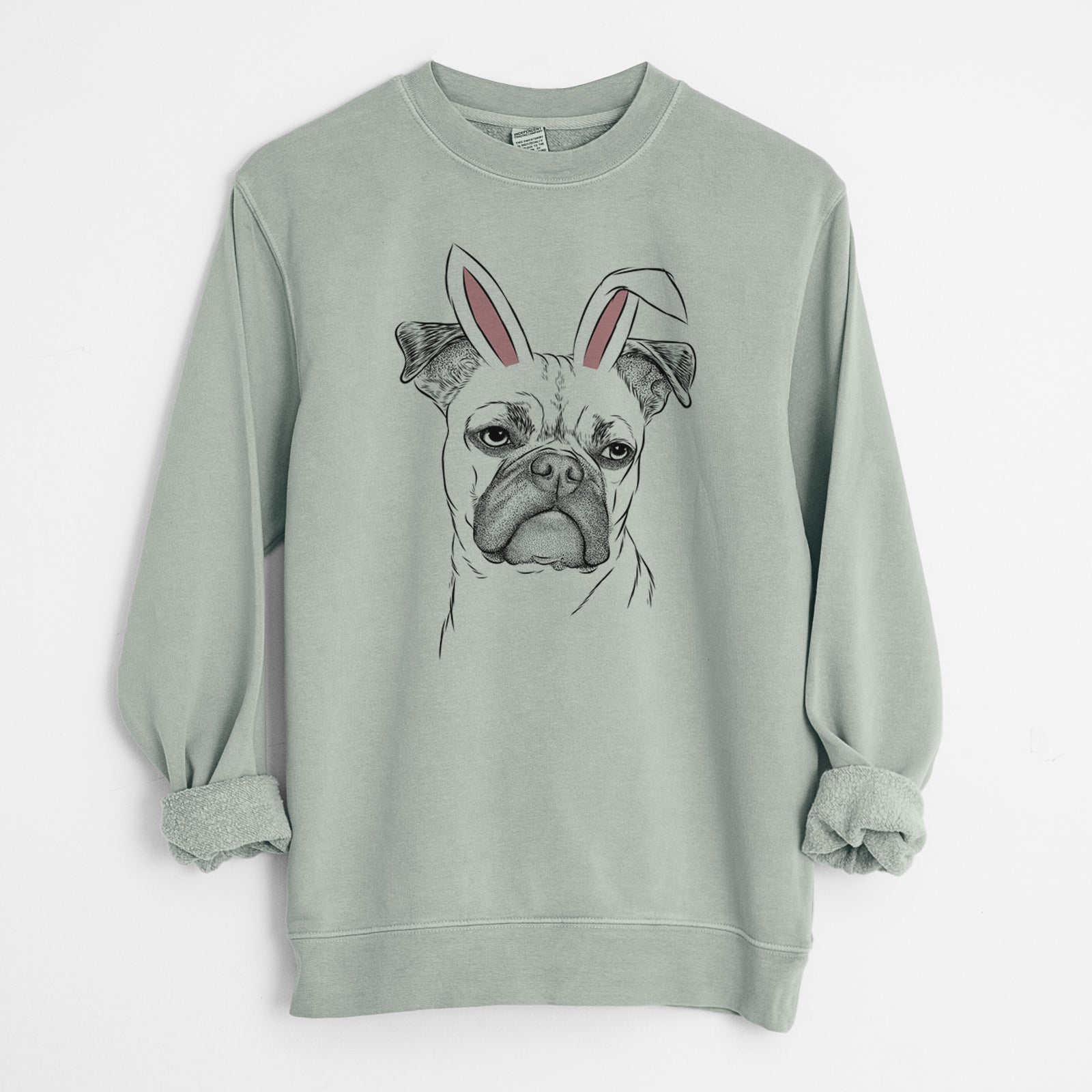 Easter Mack the Bugg (Boston Terrier/Pug) - Unisex Pigment Dyed Crew Sweatshirt
