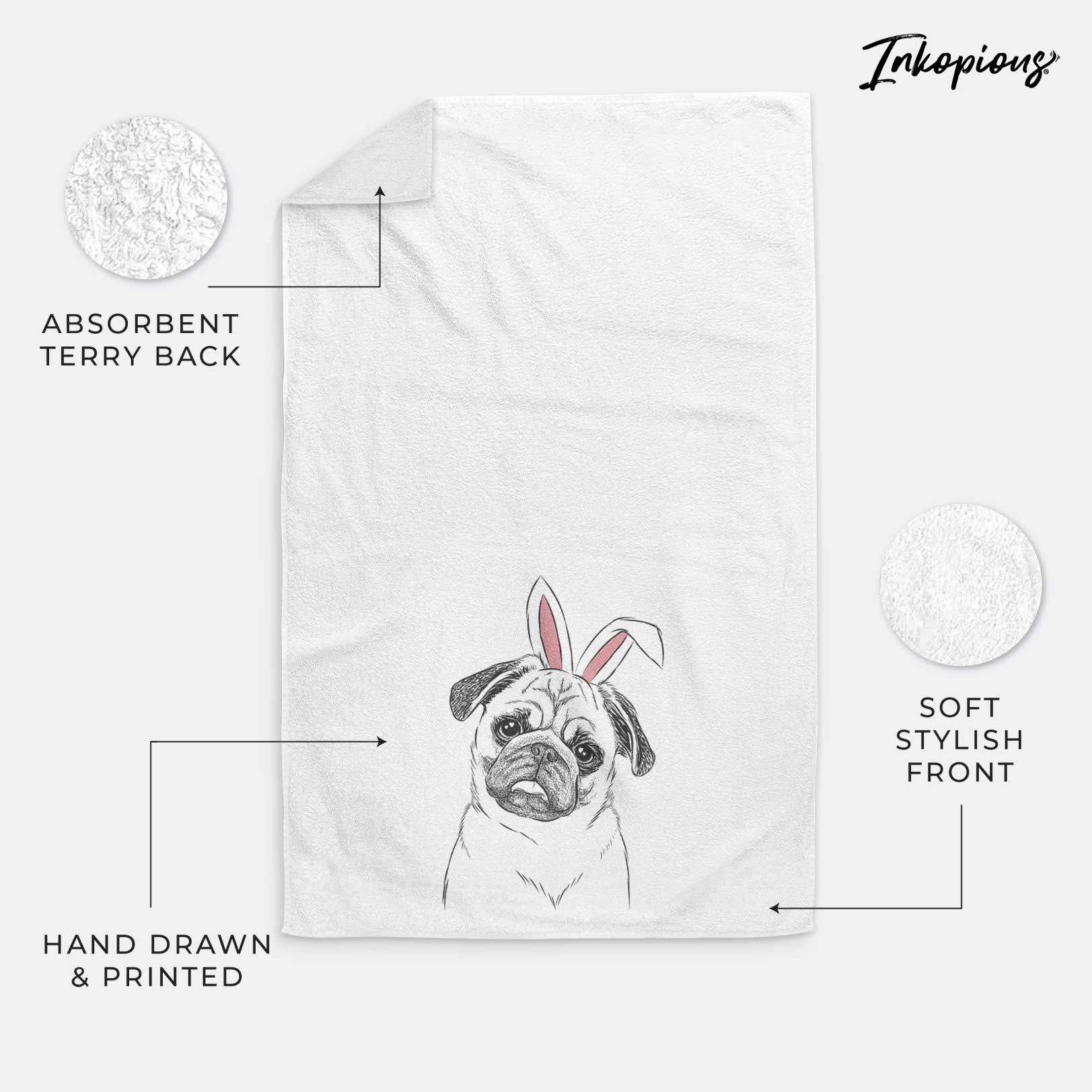 Macy the Pug Decorative Hand Towel