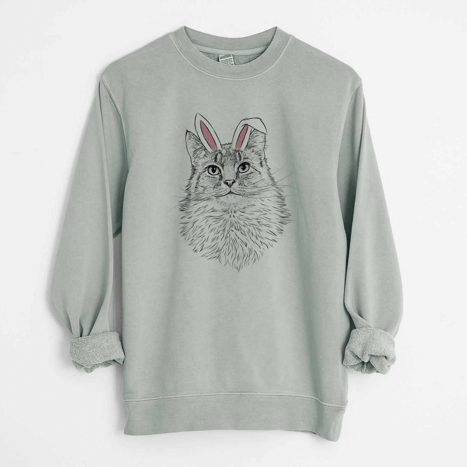 Easter Olive the Cat - Unisex Pigment Dyed Crew Sweatshirt