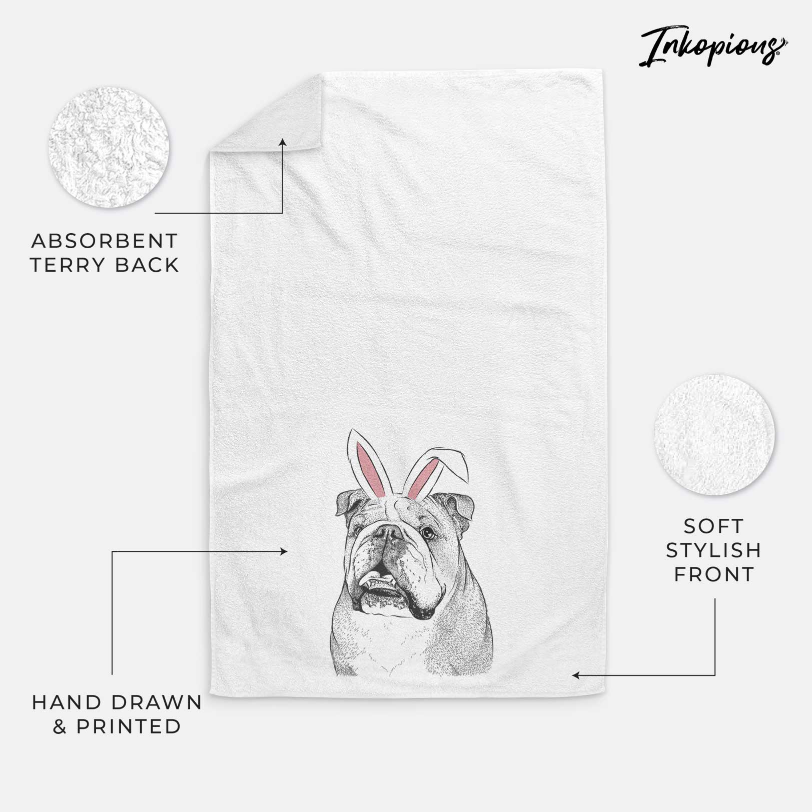 Piggy the English Bulldog Decorative Hand Towel