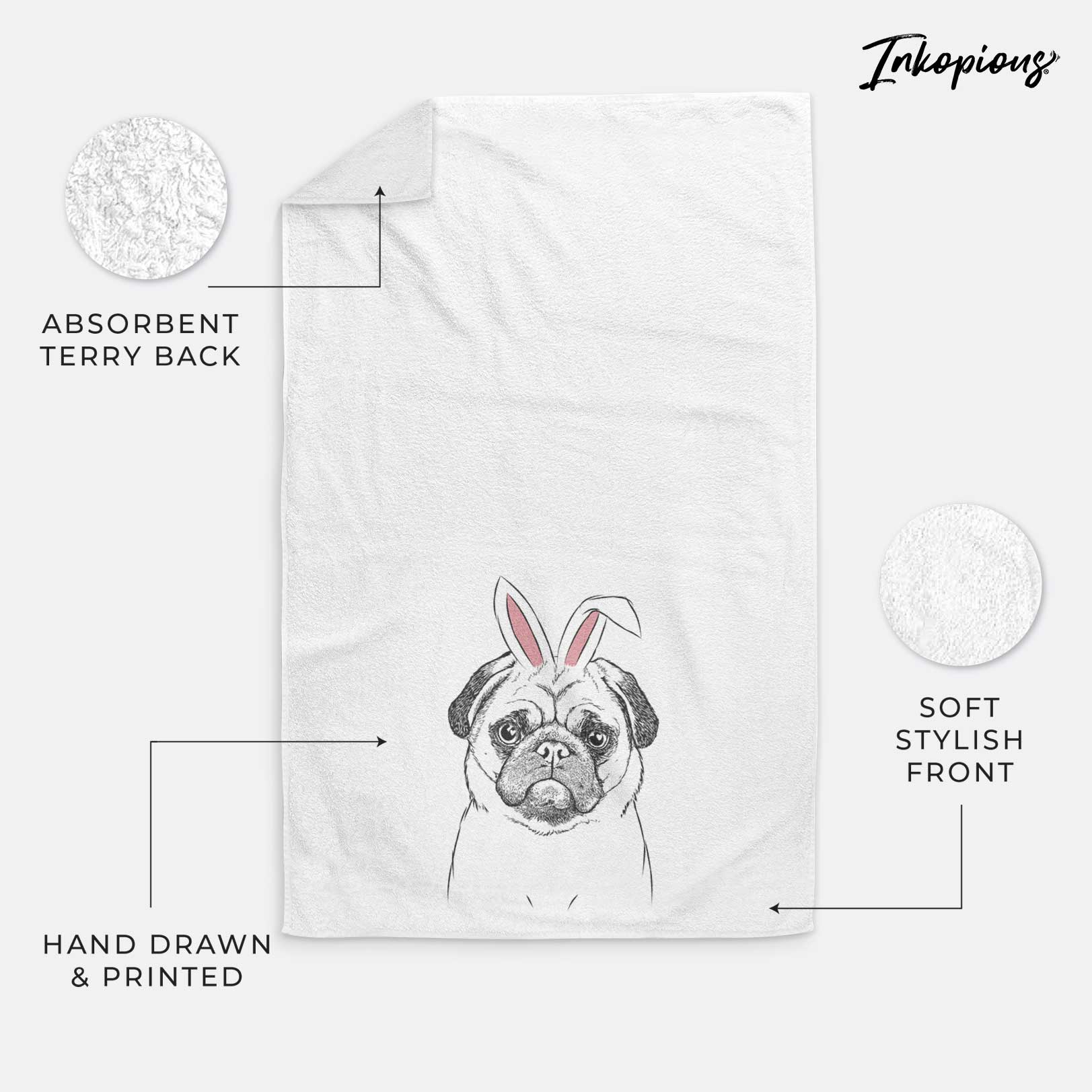 Ruby the Pug Decorative Hand Towel