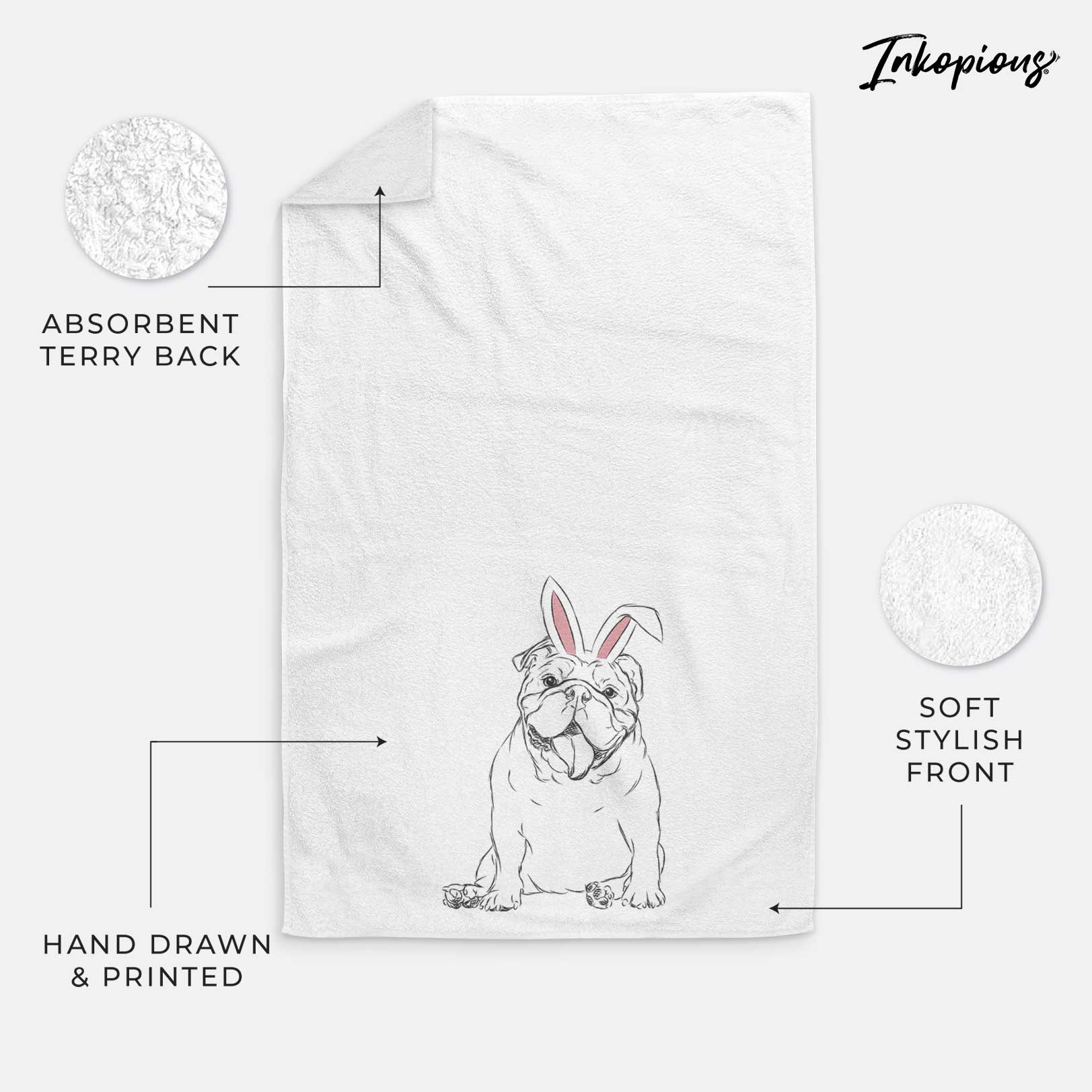 Tank the English Bulldog Decorative Hand Towel