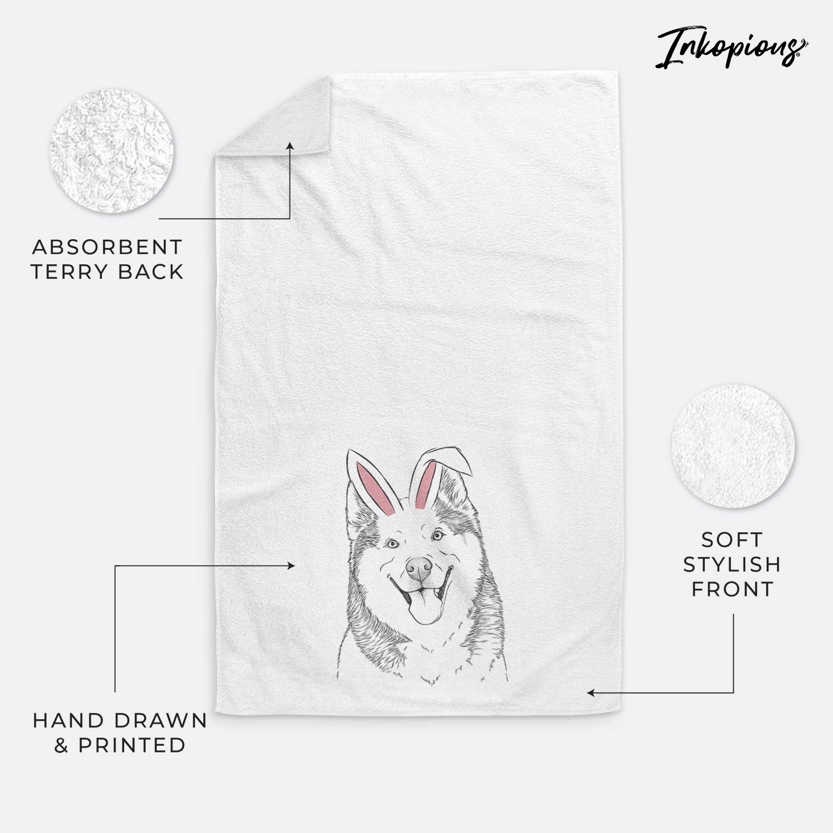 Teak the Siberian Husky Decorative Hand Towel