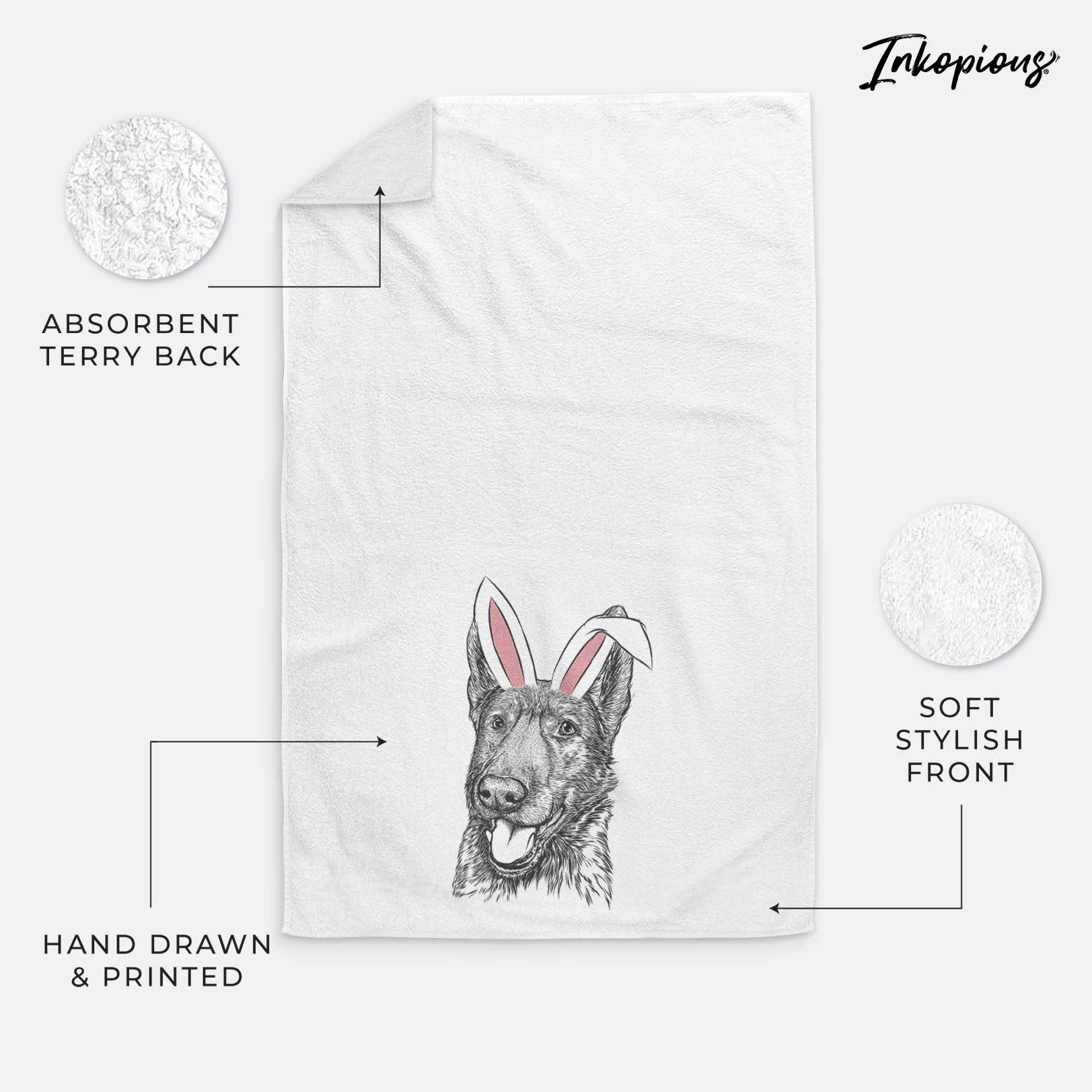 Tena the German Shepherd Decorative Hand Towel