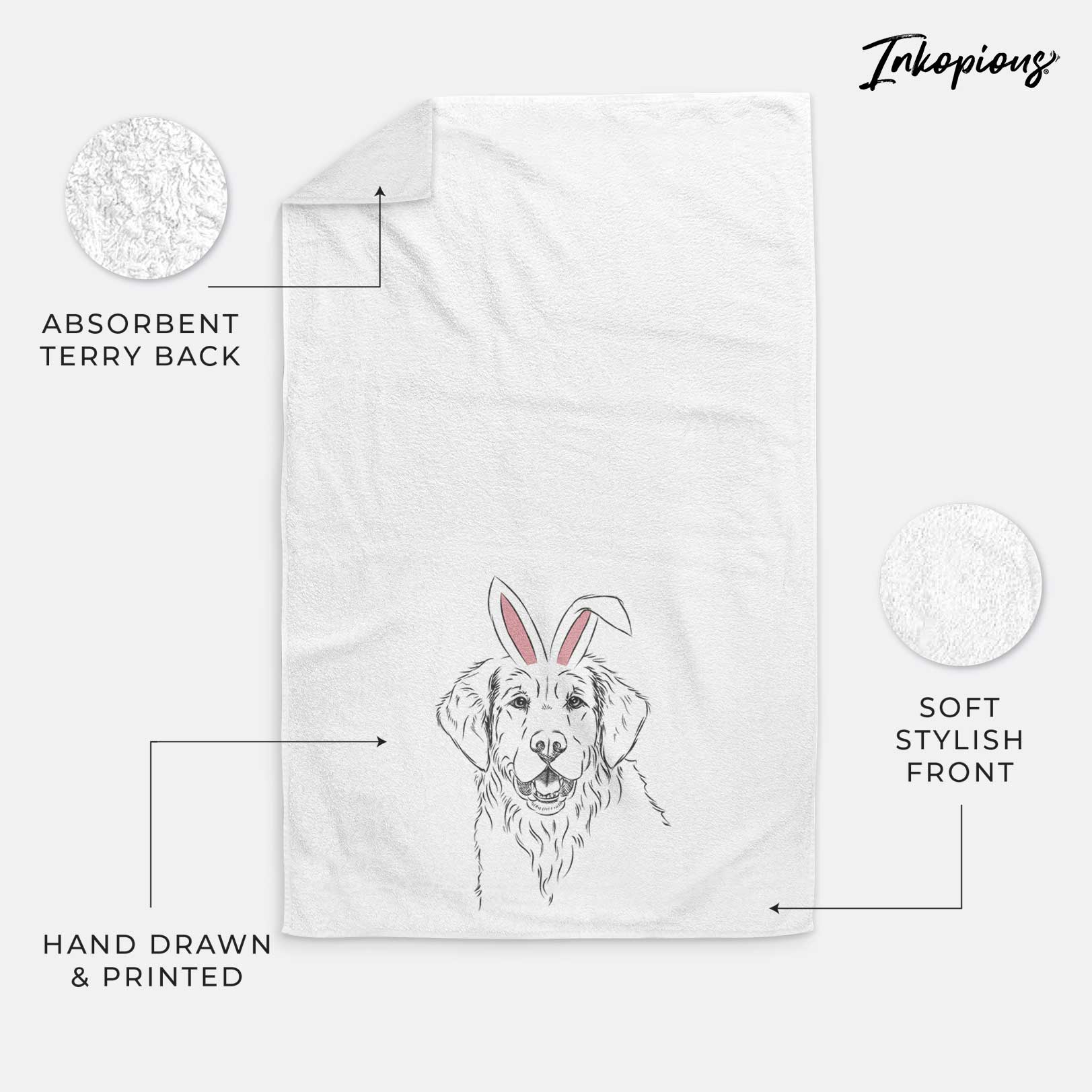 Toby the Golden Retriever Decorative Hand Towel