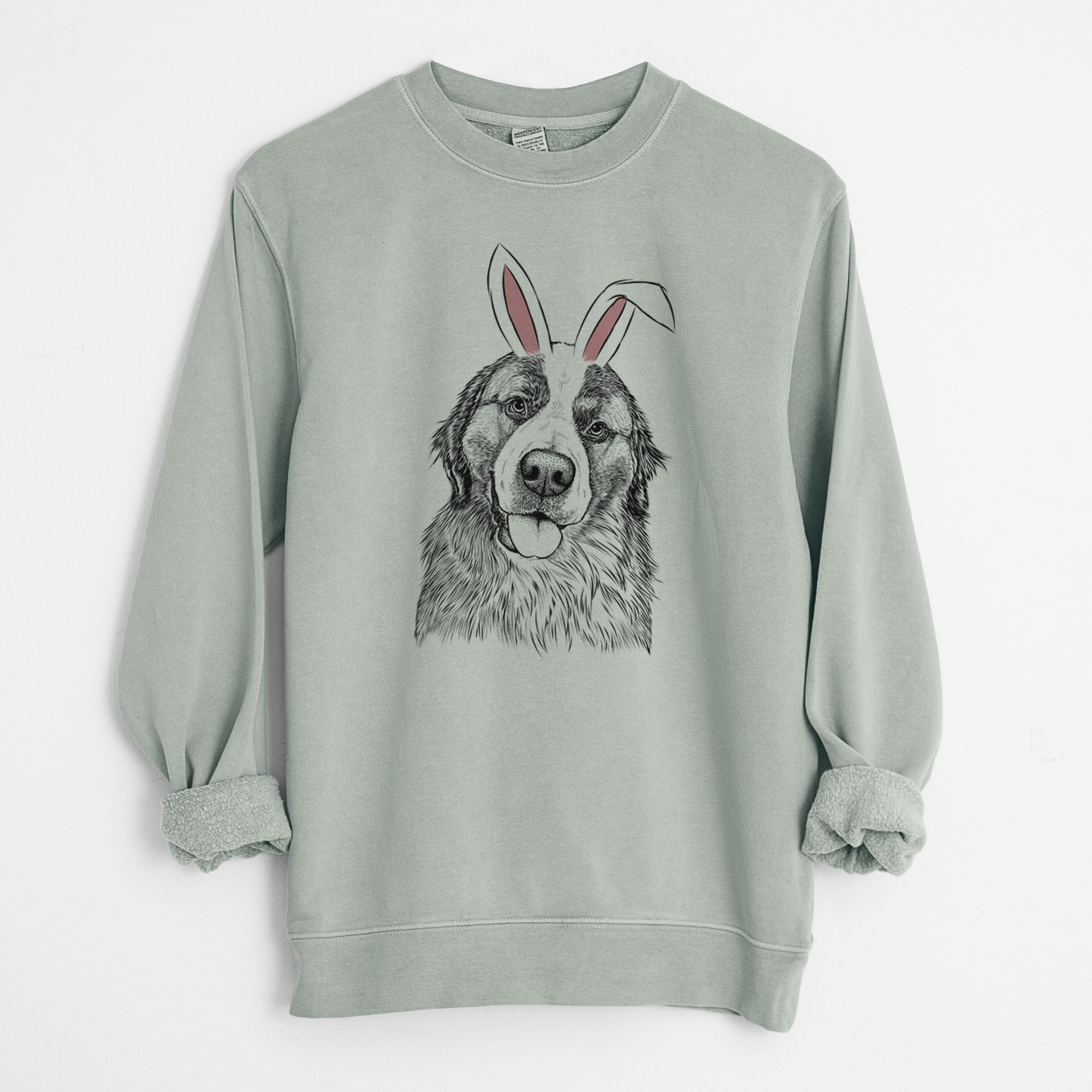 Easter Walter the Bernese Mountain Dog Mix - Unisex Pigment Dyed Crew Sweatshirt