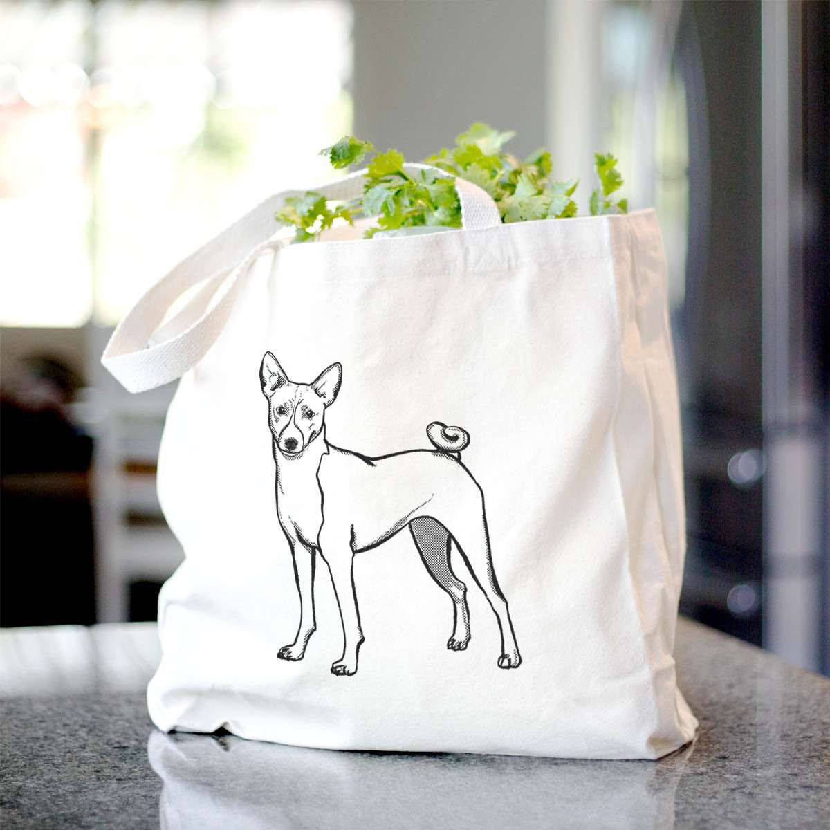 Halftone Basenji  - Tote Bag