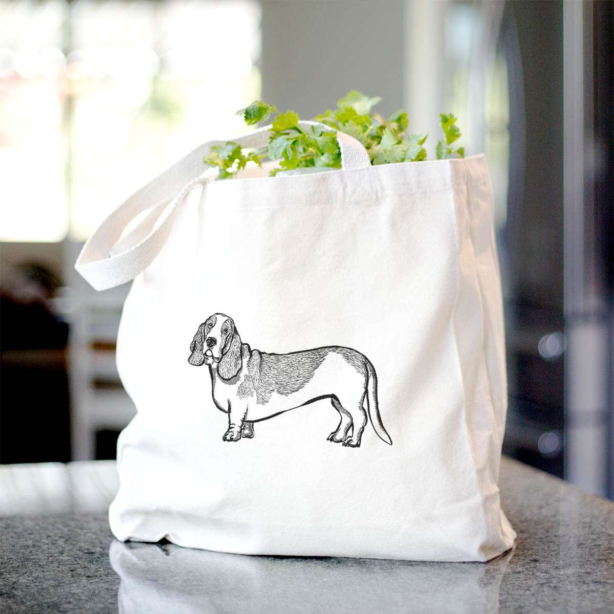 Halftone Basset Hound  - Tote Bag