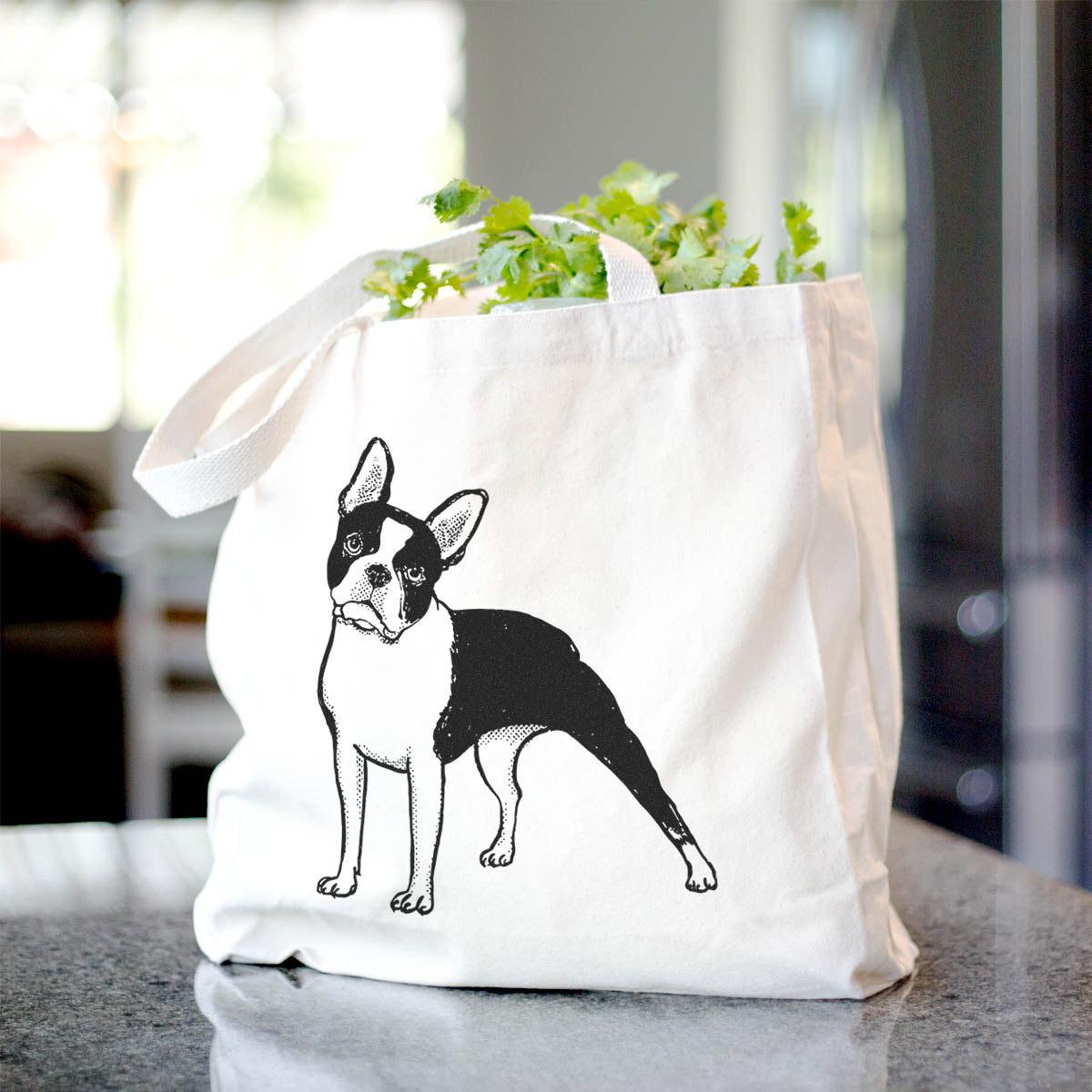 Halftone Boston Terrier  - Tote Bag