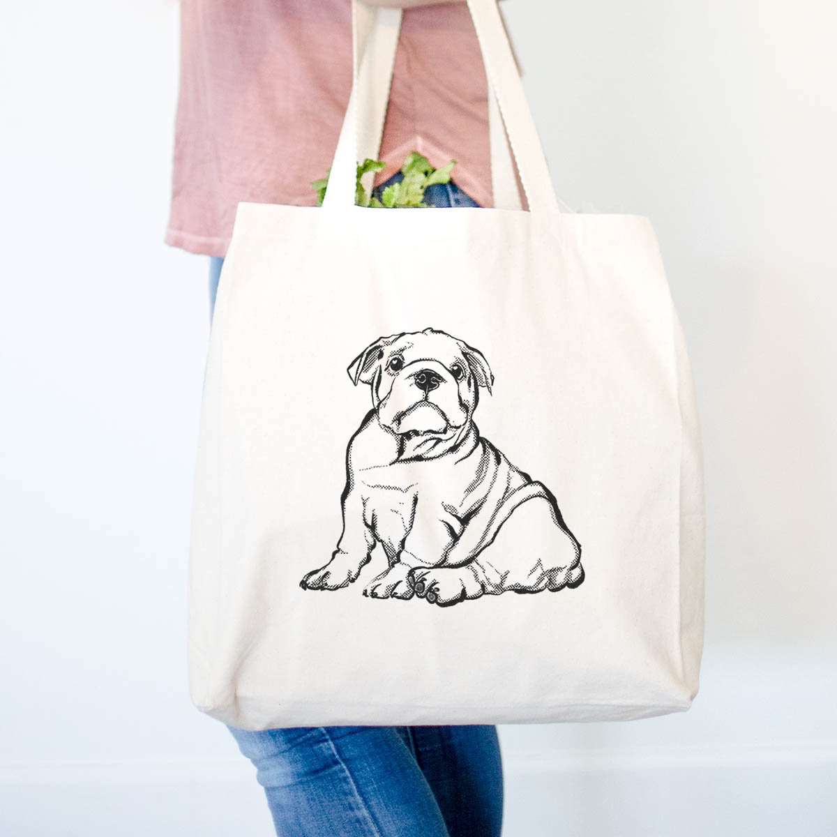 Halftone English Bulldog Puppy  - Tote Bag