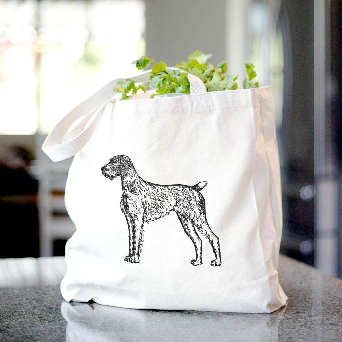 Halftone German Wirehaired Pointer  - Tote Bag