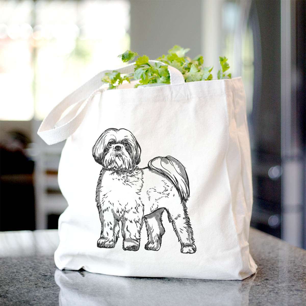 Halftone Shih Tzu Lion Cut  - Tote Bag