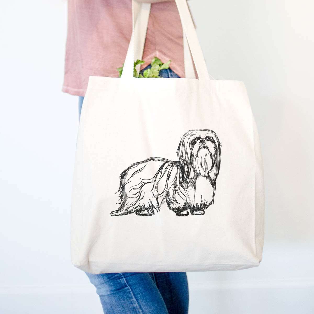 Halftone Shih Tzu Top Knot  - Tote Bag