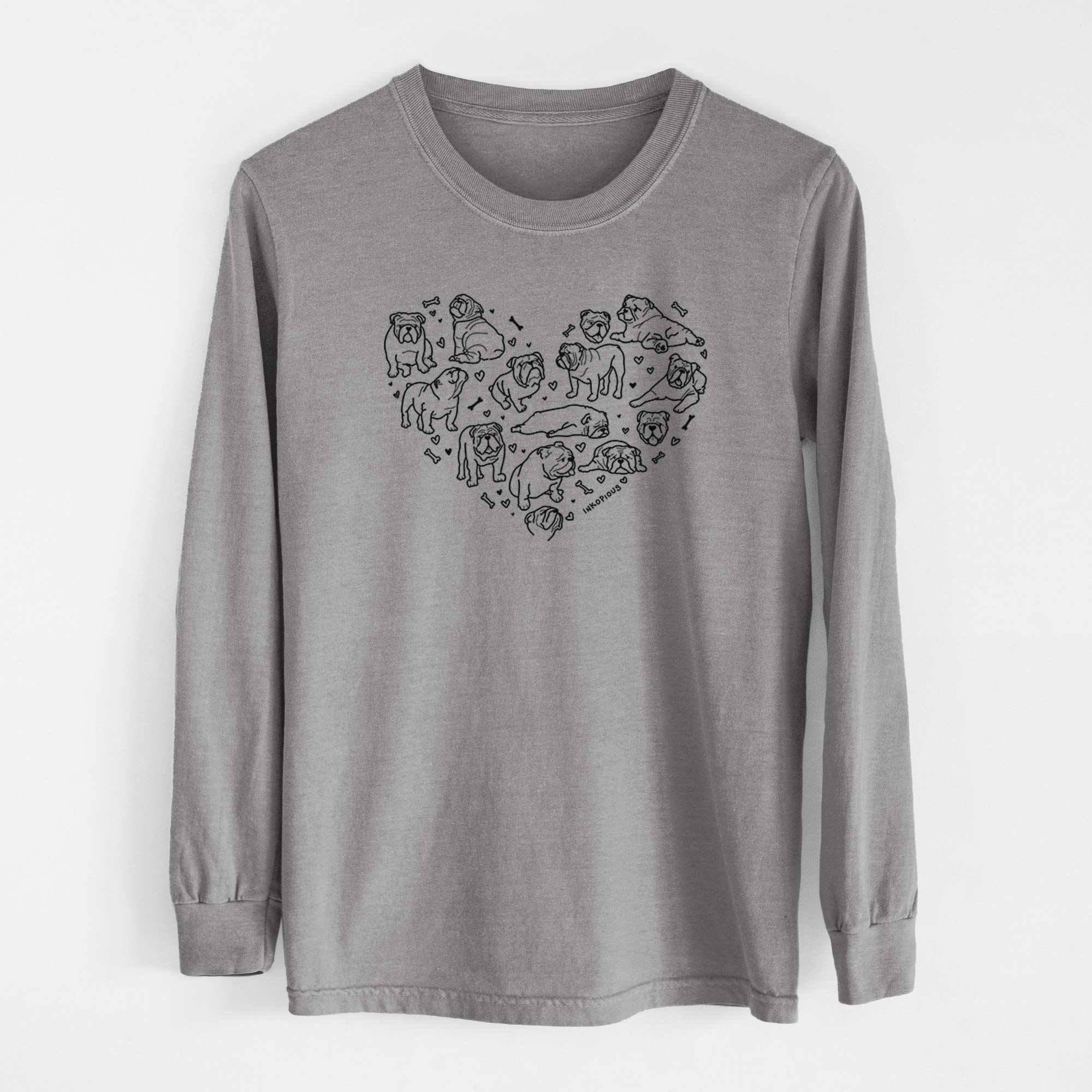 Heart Full of English Bulldogs - Heavyweight 100% Cotton Long Sleeve