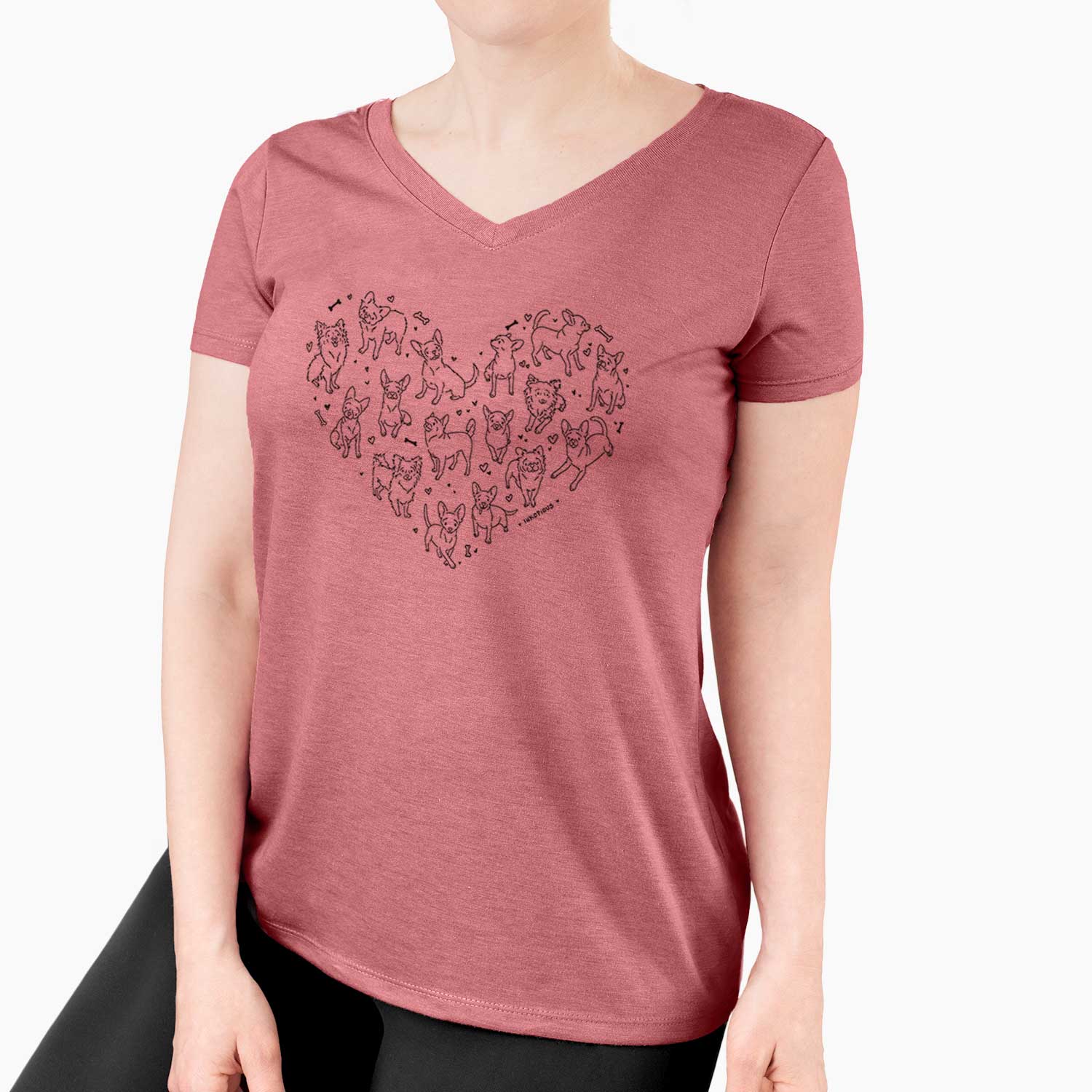 Heart Full of Chihuahuas - Women's V-neck Shirt