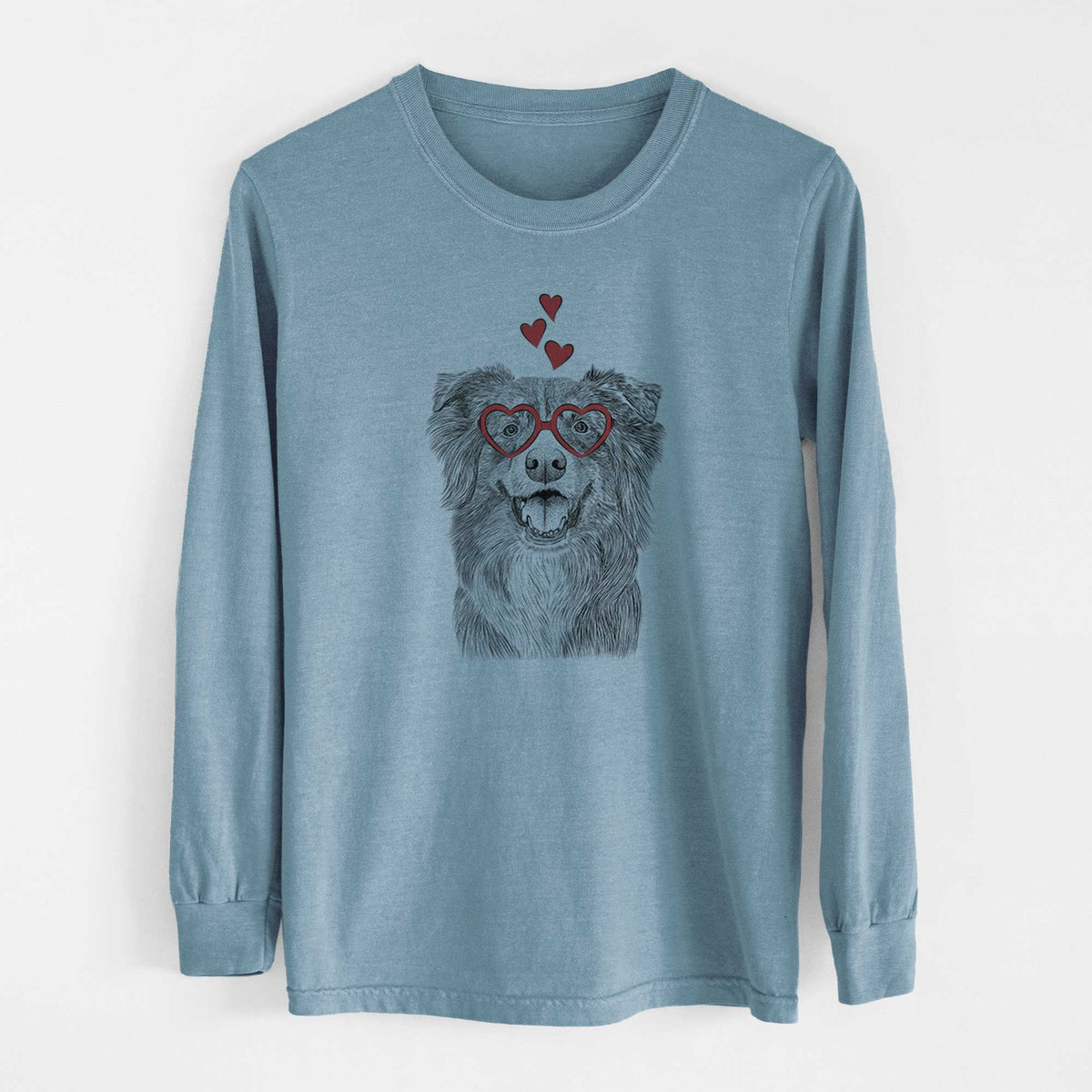 Valentine Aussie Parker the Australian Shepherd - Heavyweight 100% Cotton Long Sleeve