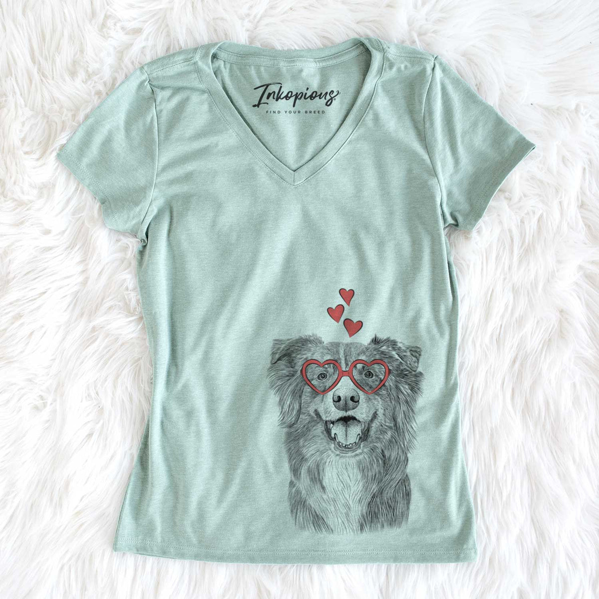 Valentine Aussie Parker the Australian Shepherd - Women&#39;s V-neck Shirt