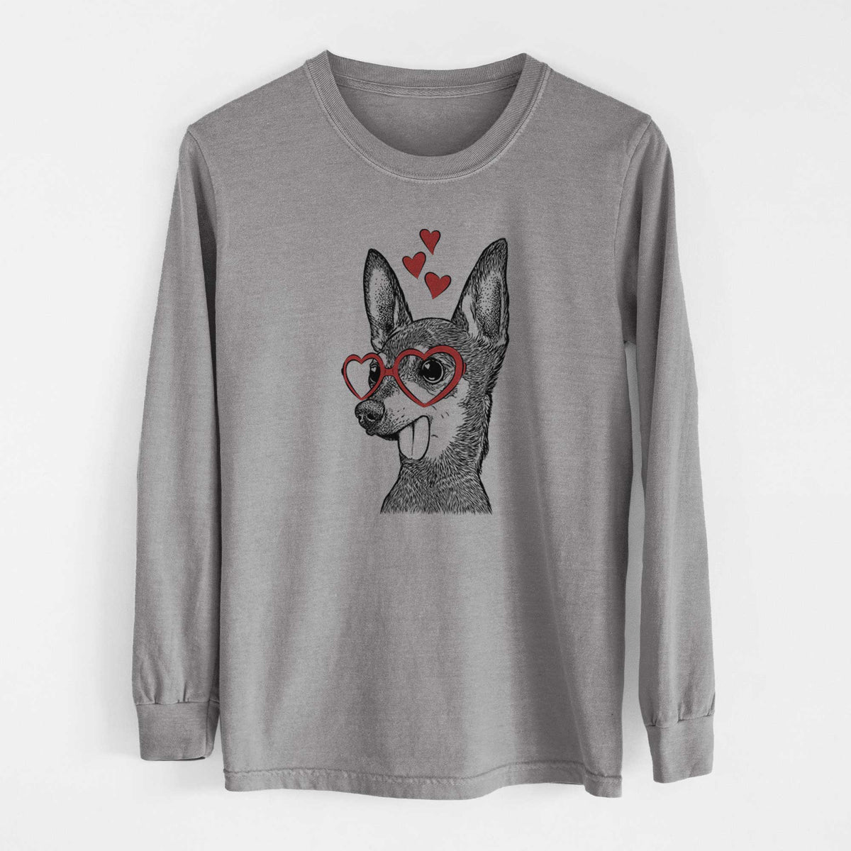 Valentine Aaron the Chihuahua - Heavyweight 100% Cotton Long Sleeve