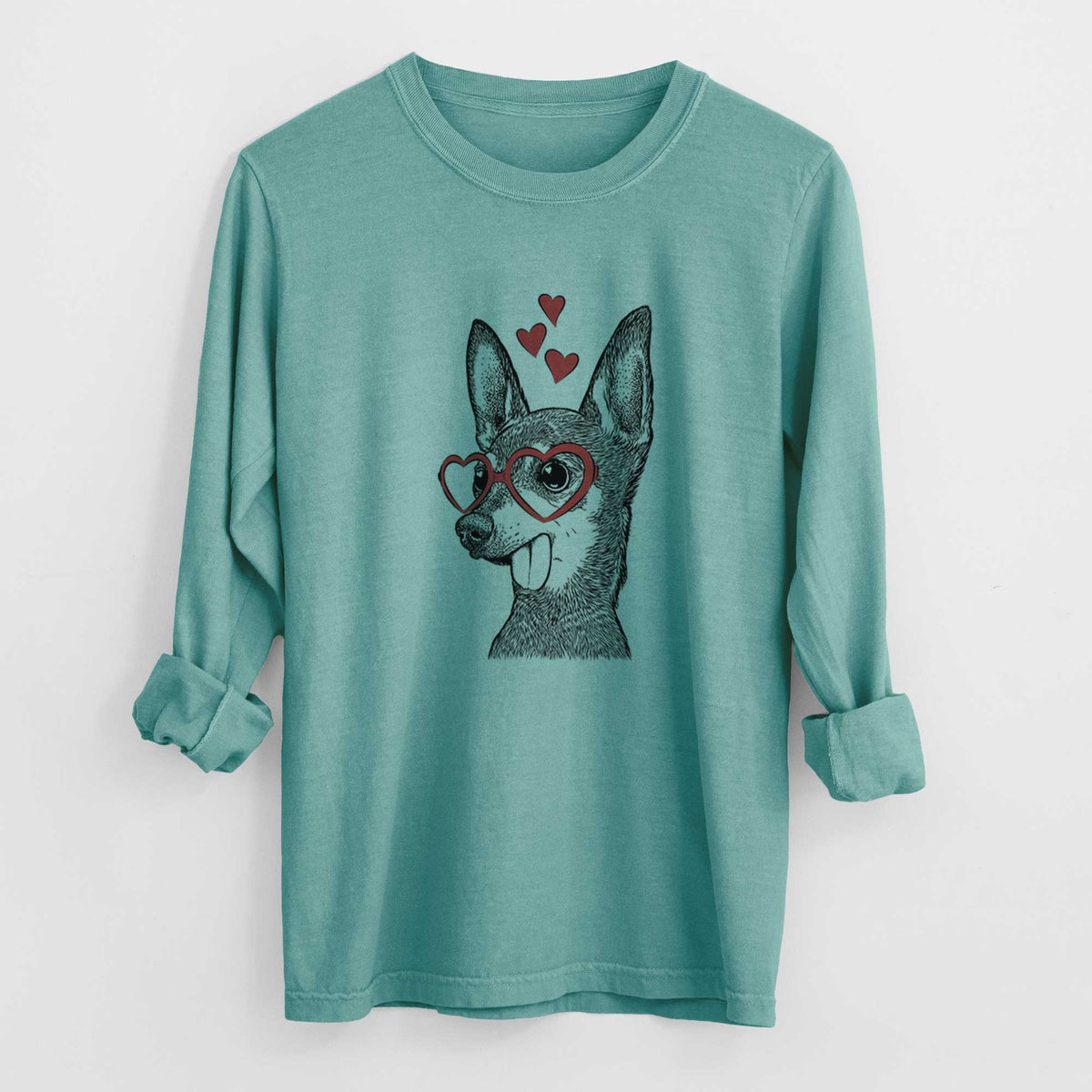 Valentine Aaron the Chihuahua - Heavyweight 100% Cotton Long Sleeve