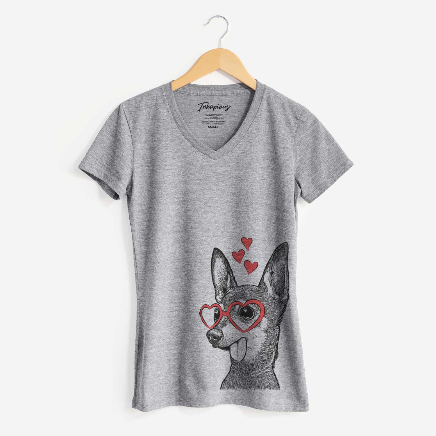 Valentine Aaron the Chihuahua - Women's V-neck Shirt