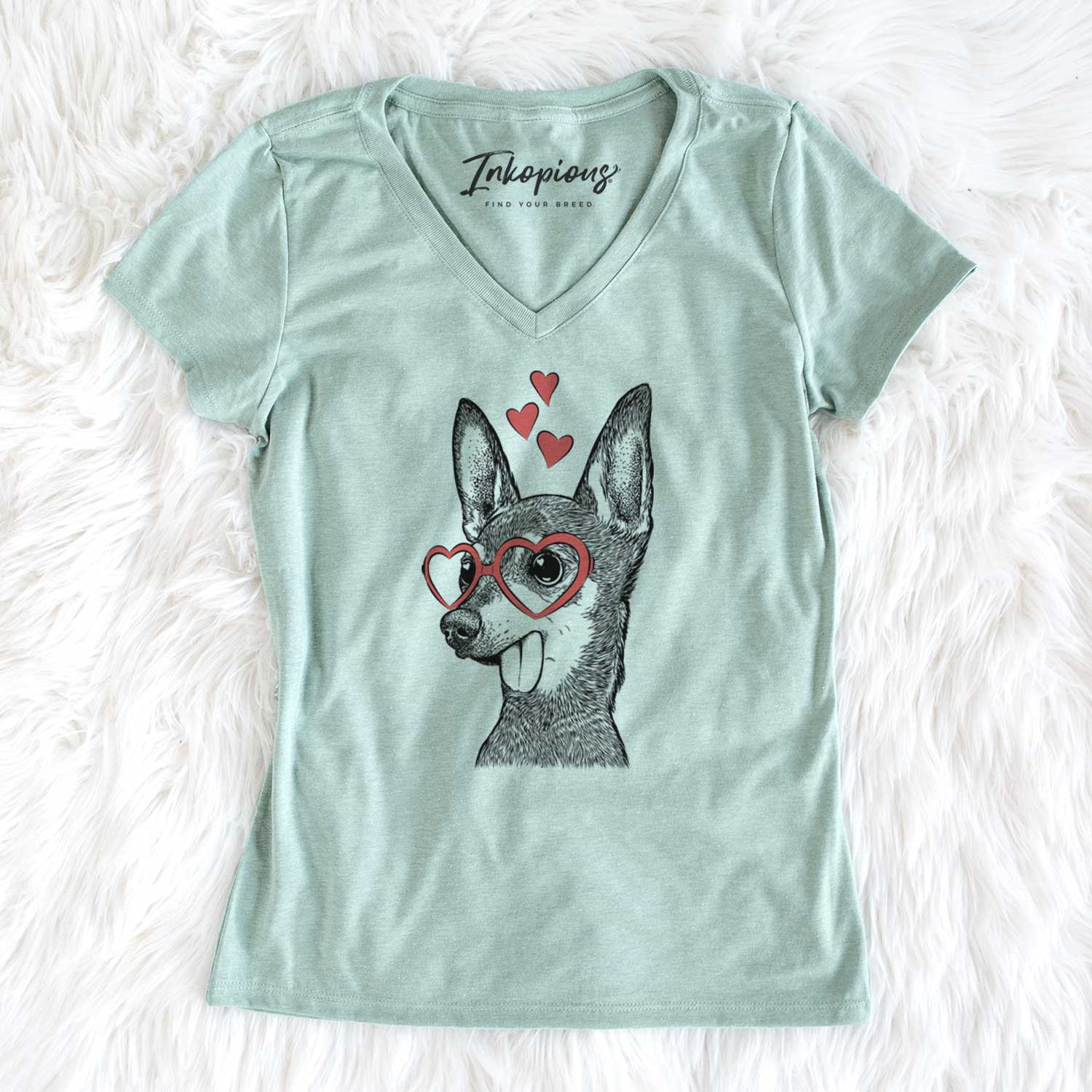 Valentine Aaron the Chihuahua - Women's V-neck Shirt