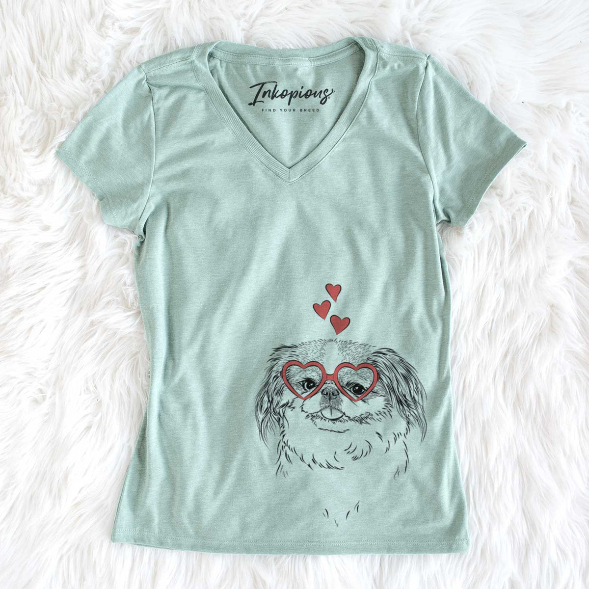 Valentine Abra Bean the Pekingese - Women's V-neck Shirt