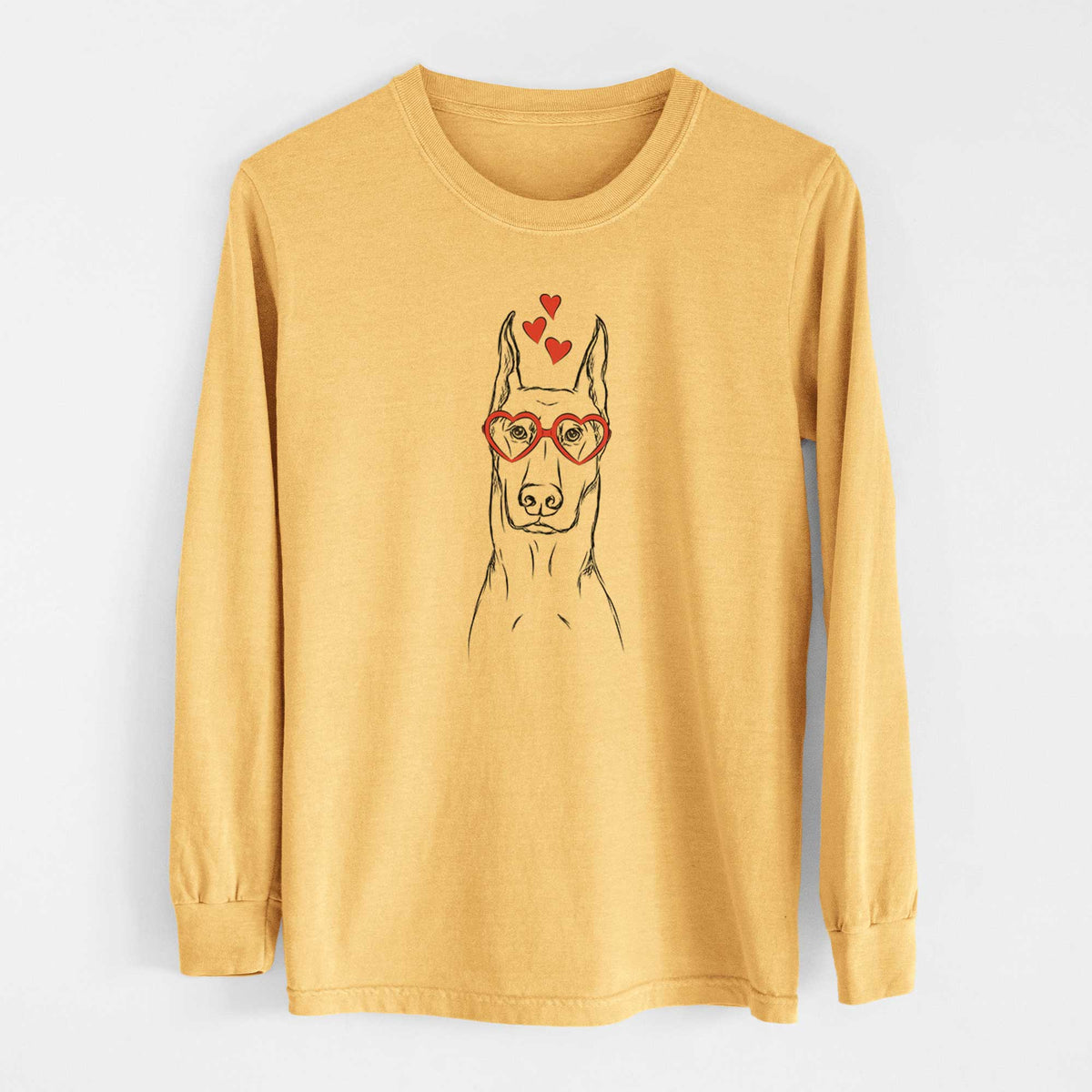 Valentine Ace the Doberman Pinscher - Heavyweight 100% Cotton Long Sleeve