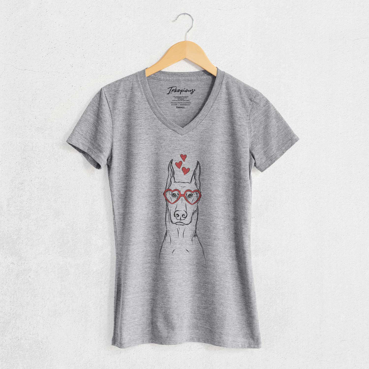 Valentine Ace the Doberman Pinscher - Women's V-neck Shirt