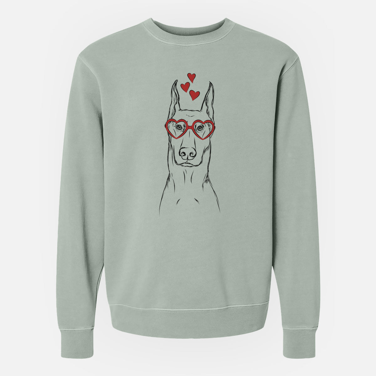 Valentine Ace the Doberman Pinscher - Unisex Pigment Dyed Crew Sweatshirt