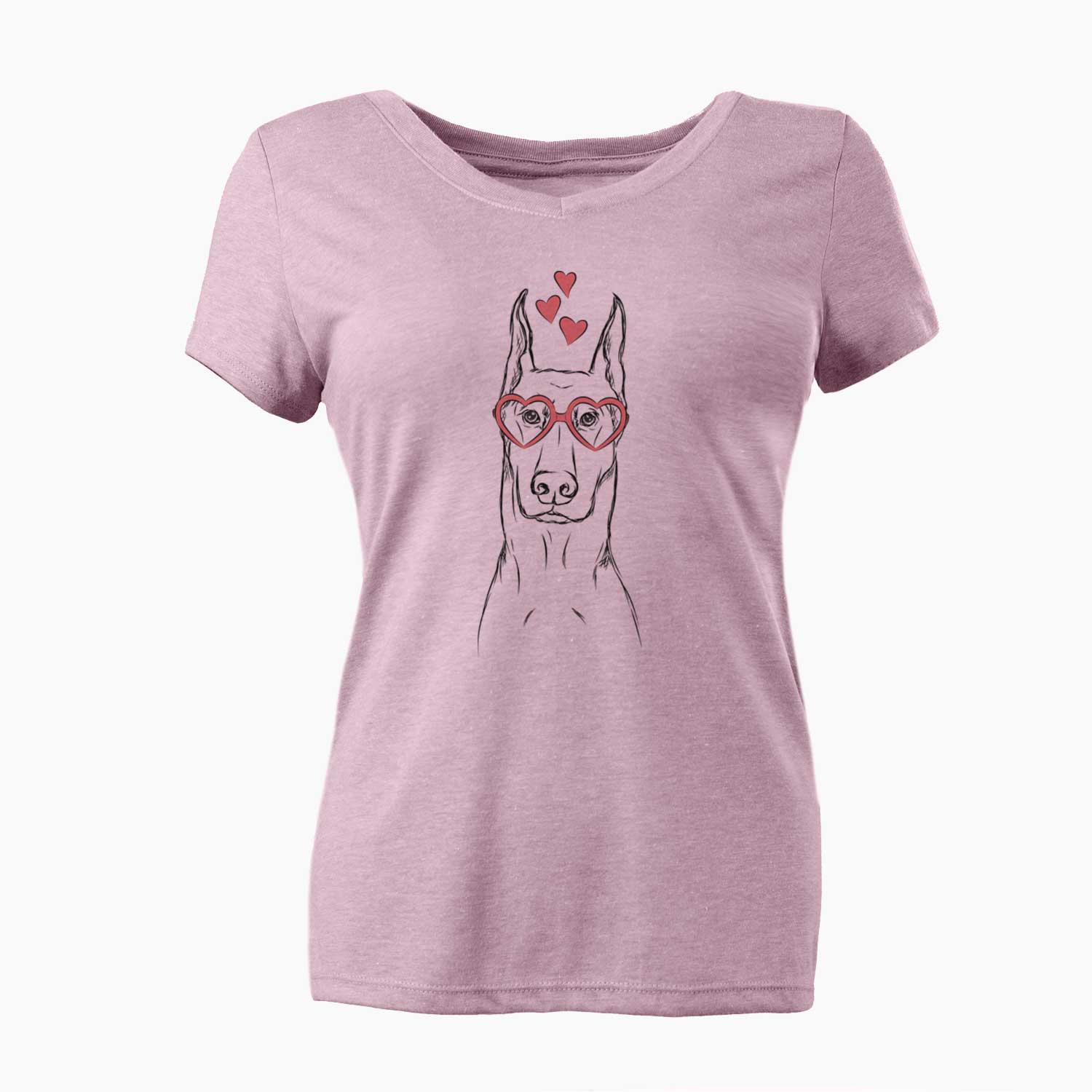 Valentine Ace the Doberman Pinscher - Women's V-neck Shirt